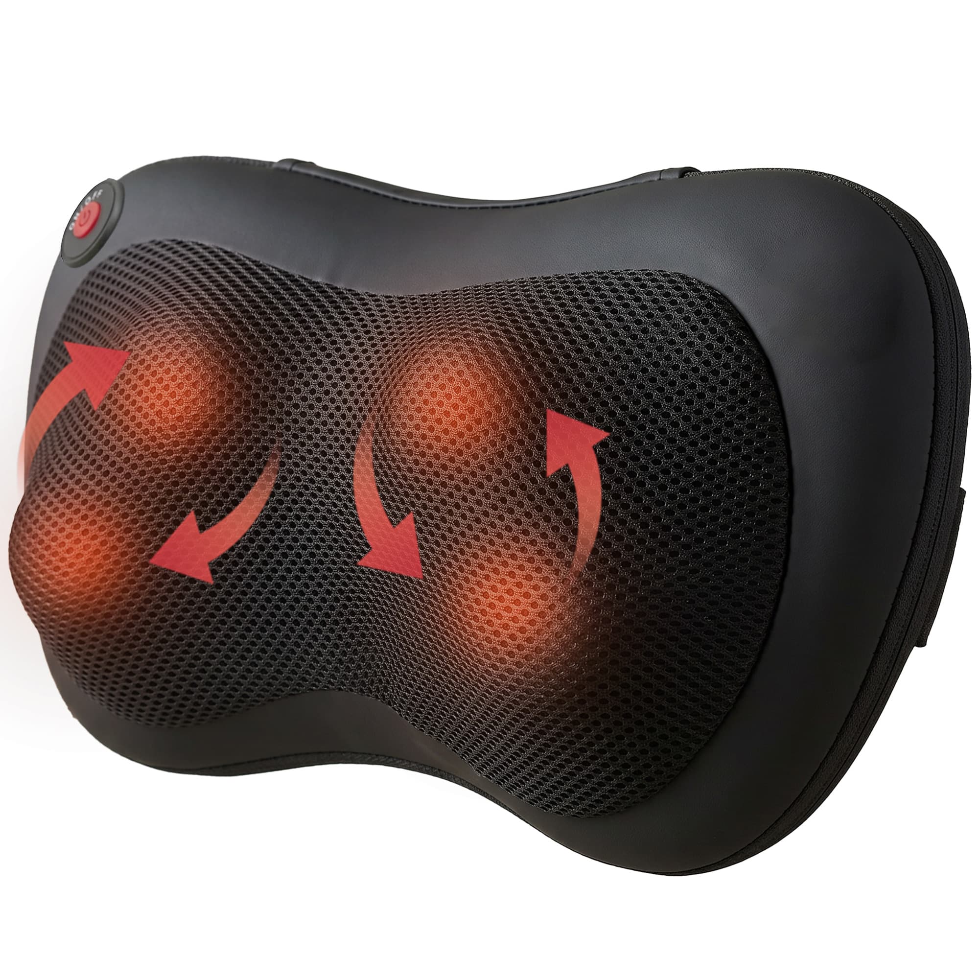 HOMCOM Coussin de Massage Shiatsu avec Chauffage et 4 Nœuds Pétrissage Rotatif 3D Soulagement de la Fatigue Musculaire pour Femme et Homme