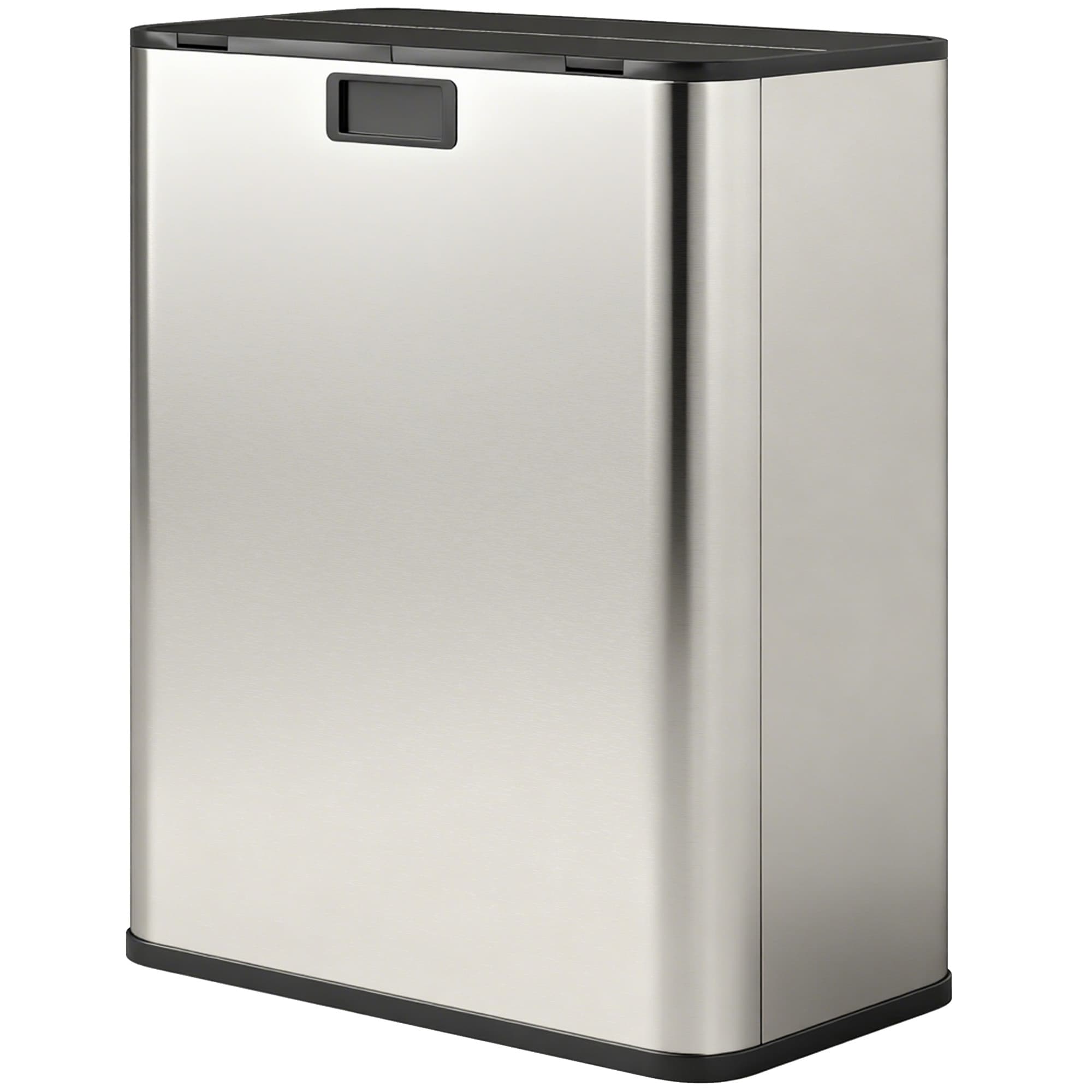 HOMCOM Poubelle de cuisine 2 x 28 L Poubelle à pédale en acier inoxydable avec couvercle à fermeture douce, seaux intérieurs amovibles