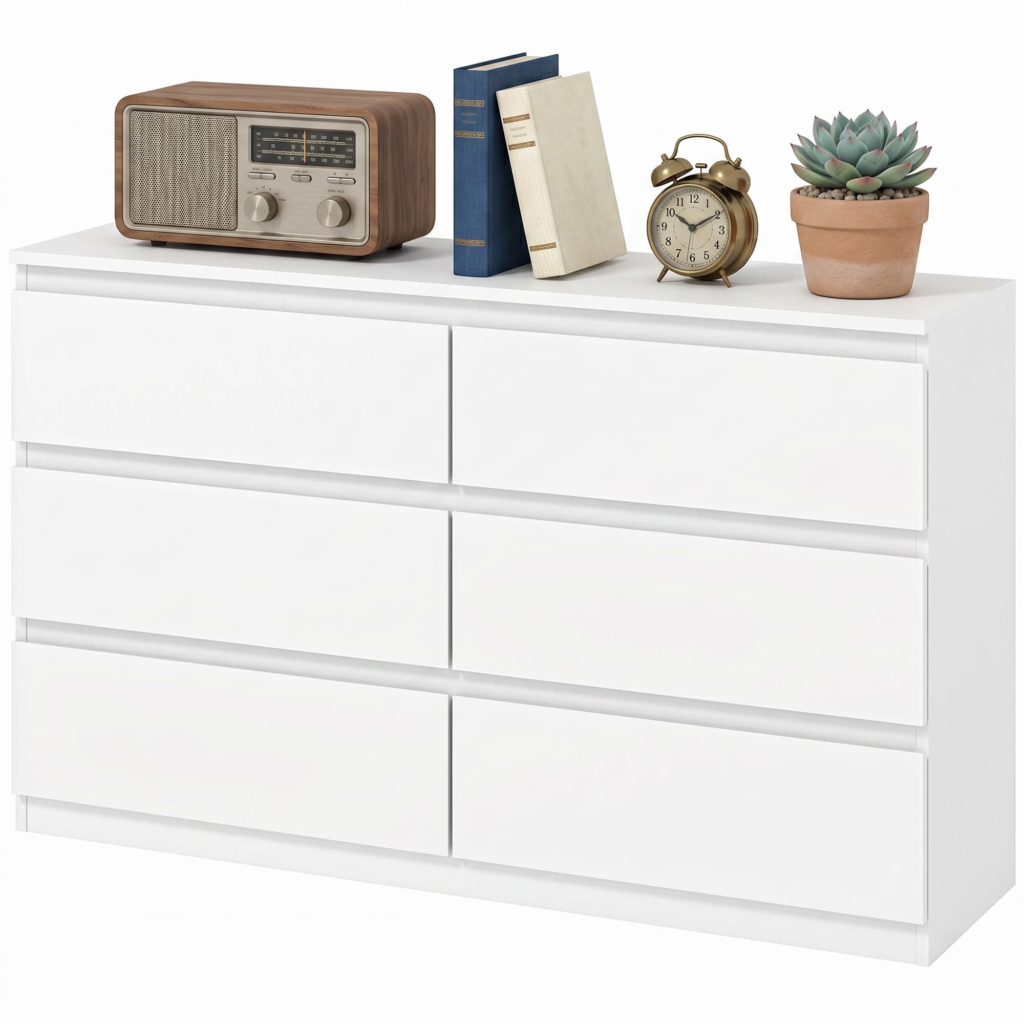 HOMCOM Commode 3 tiroirs, meuble de rangement moderne pour la chambre, blanc