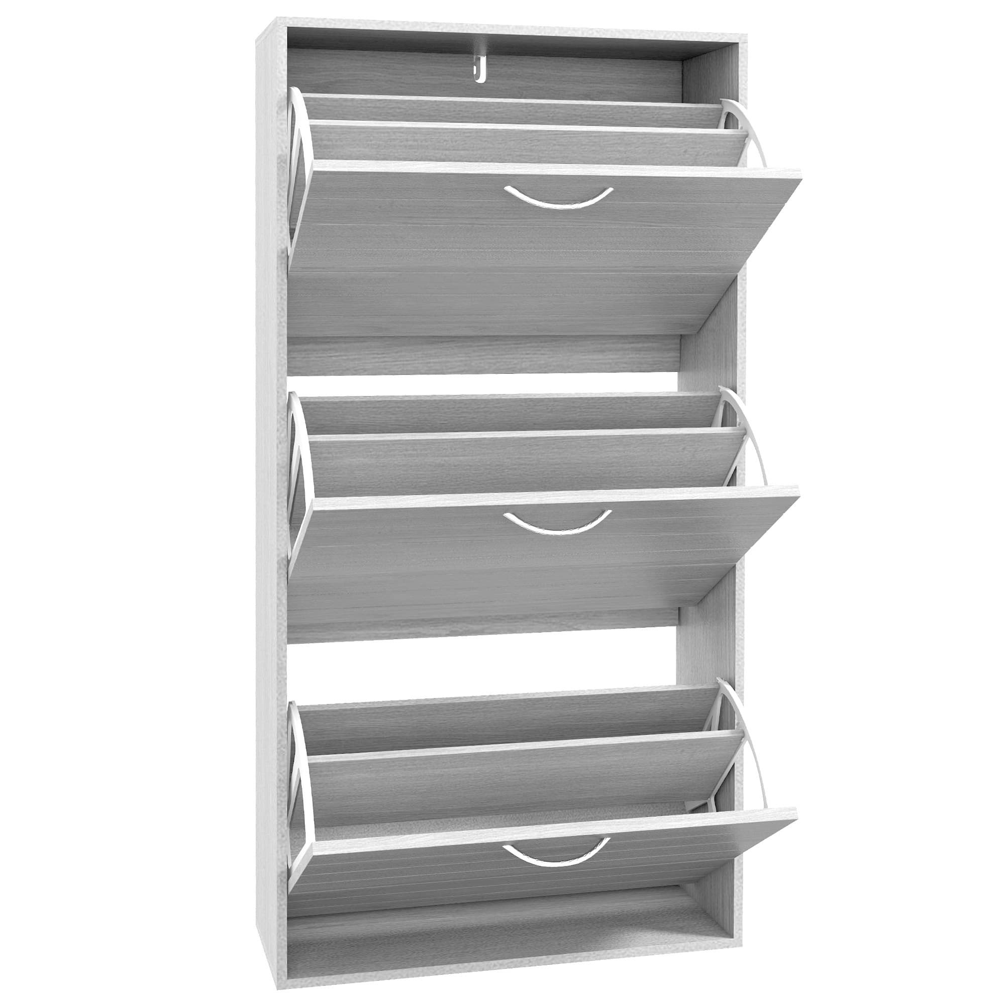 HOMCOM Meuble à chaussures étroit avec 3 portes basculantes meuble d'entrée étagères réglables pour 12 paires de chaussures gris