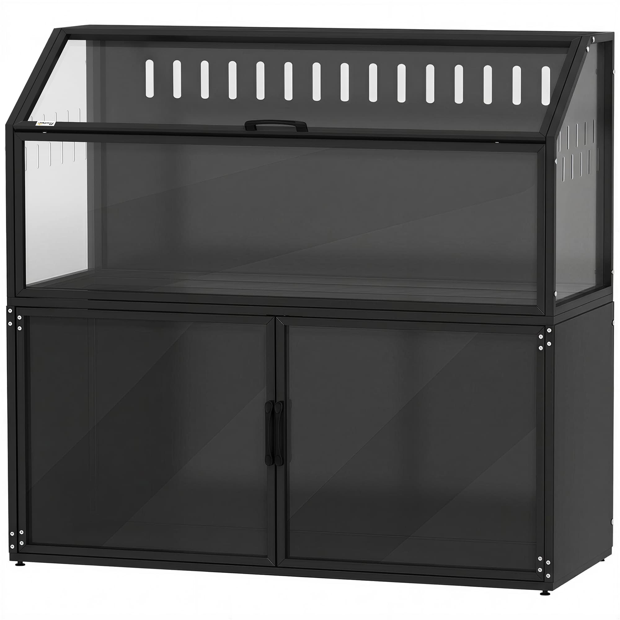 PawHut Cage Hamster 2-en-1 avec Armoire de Rangement pour Rongeur Hamster Syrien et Souris Acier et Acrylique Noir