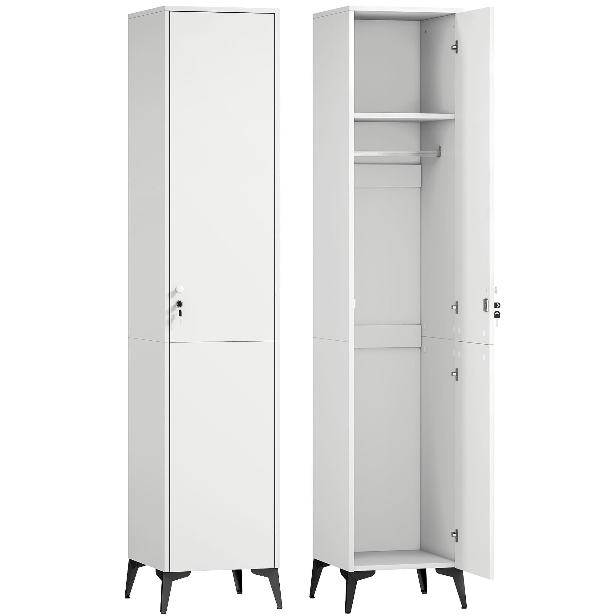HOMCOM Armoire chambre étroite penderie avec porte, tringle et étagères de rangement, 36 x 40 x 180 cm, blanc