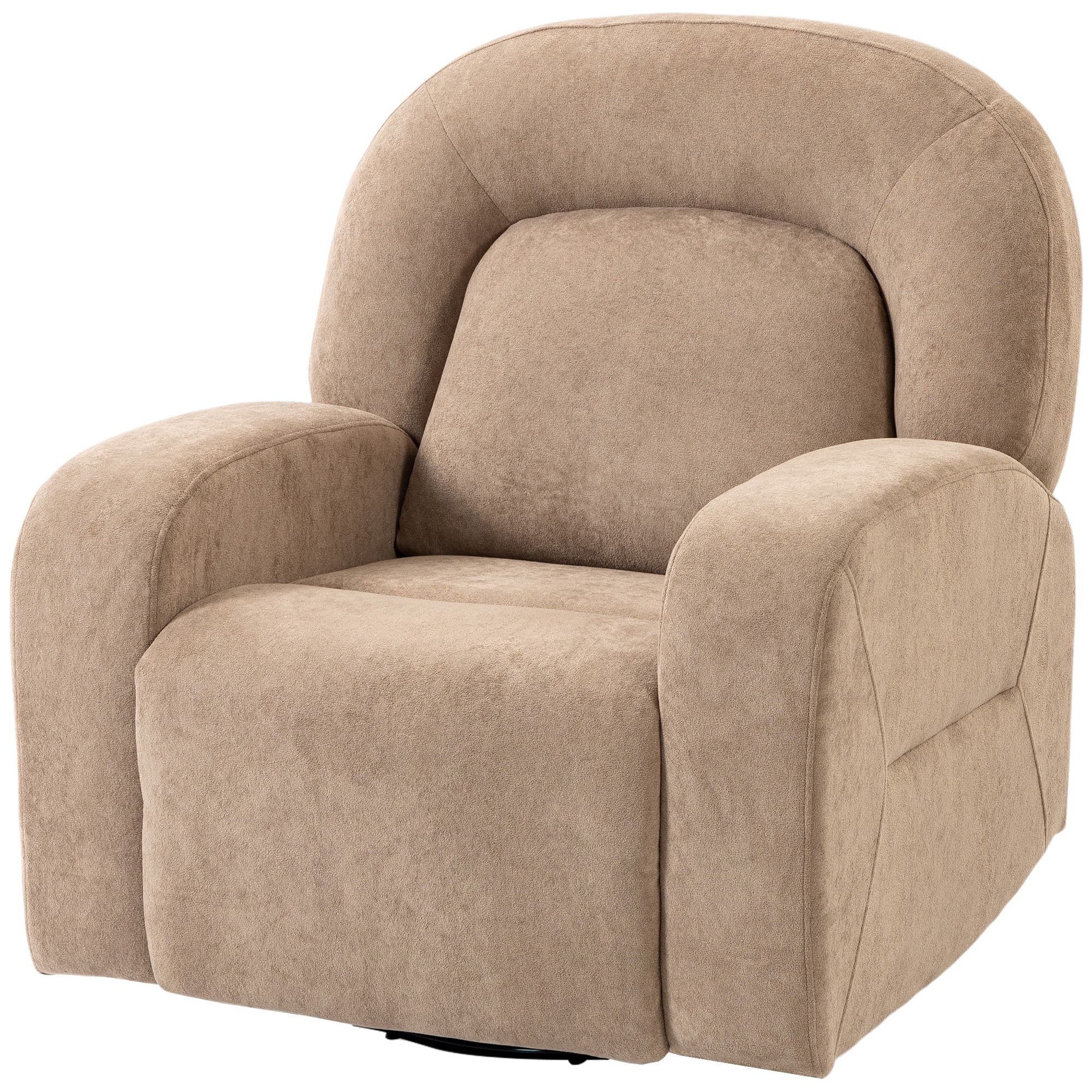 HOMCOM Fauteuil relax, fauteuil à bascule et inclinable pivotant 360°, tissu velours ultra-doux Cloud Plush, fauteuil inclinable à large assise, Kaki