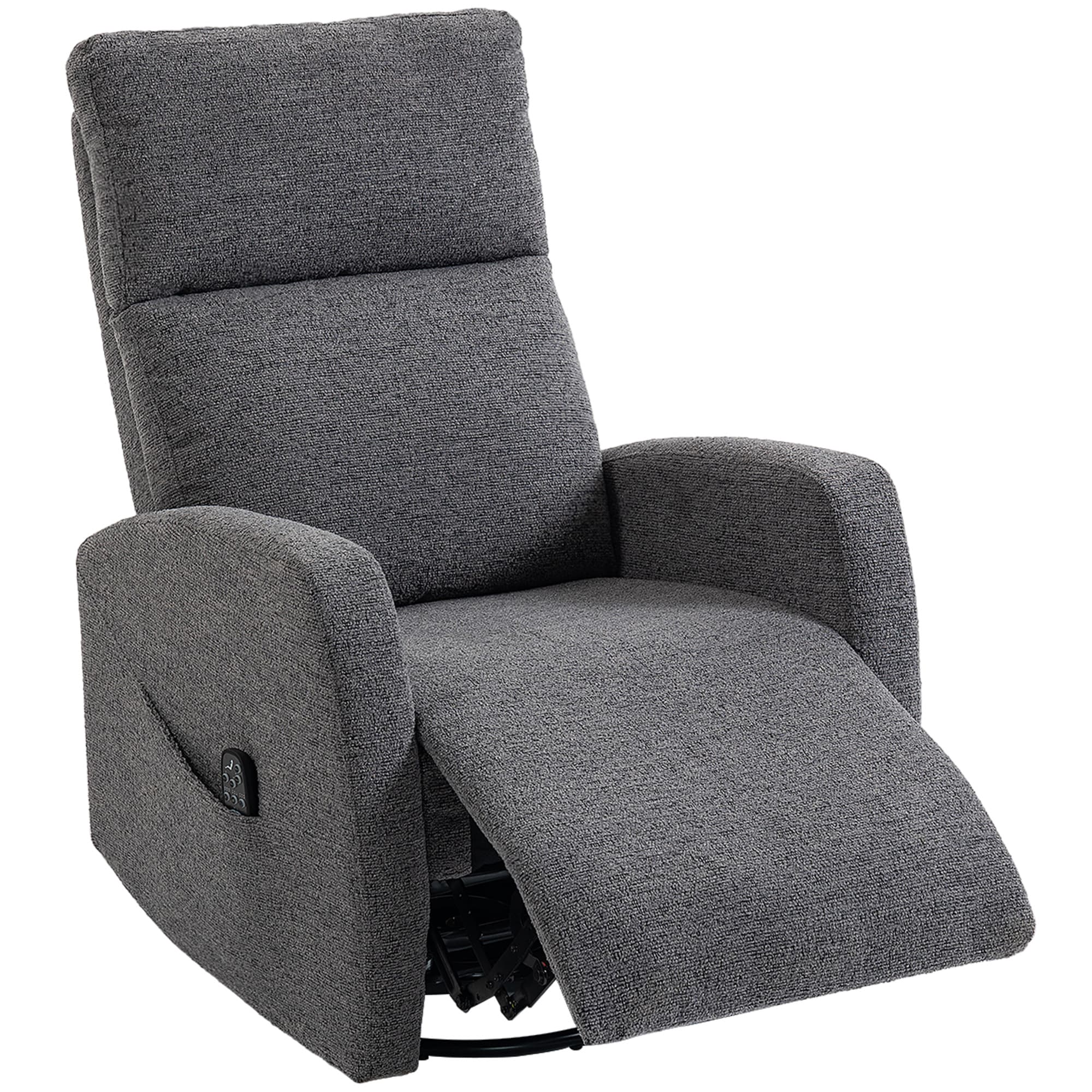 HOMCOM Fauteuil relax, fauteuil massant en chenille avec fonction chauffante, rotation 360°, mécanisme à bascule, réglage manuel, gris foncé