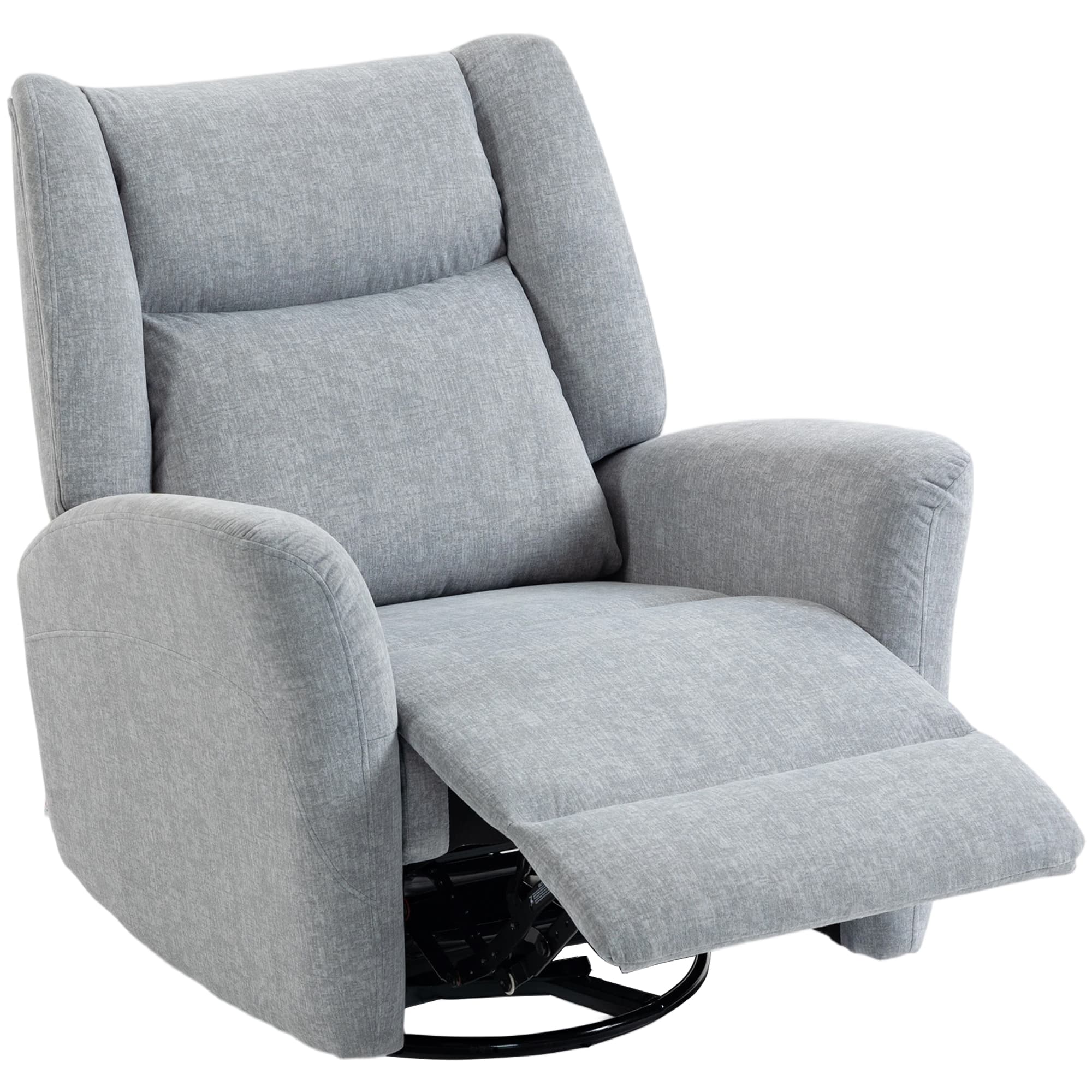 HOMCOM Fauteuil à bascule avec fonction pivotante, tissu anti-rayures et assise large et profonde pour salon, gris clair