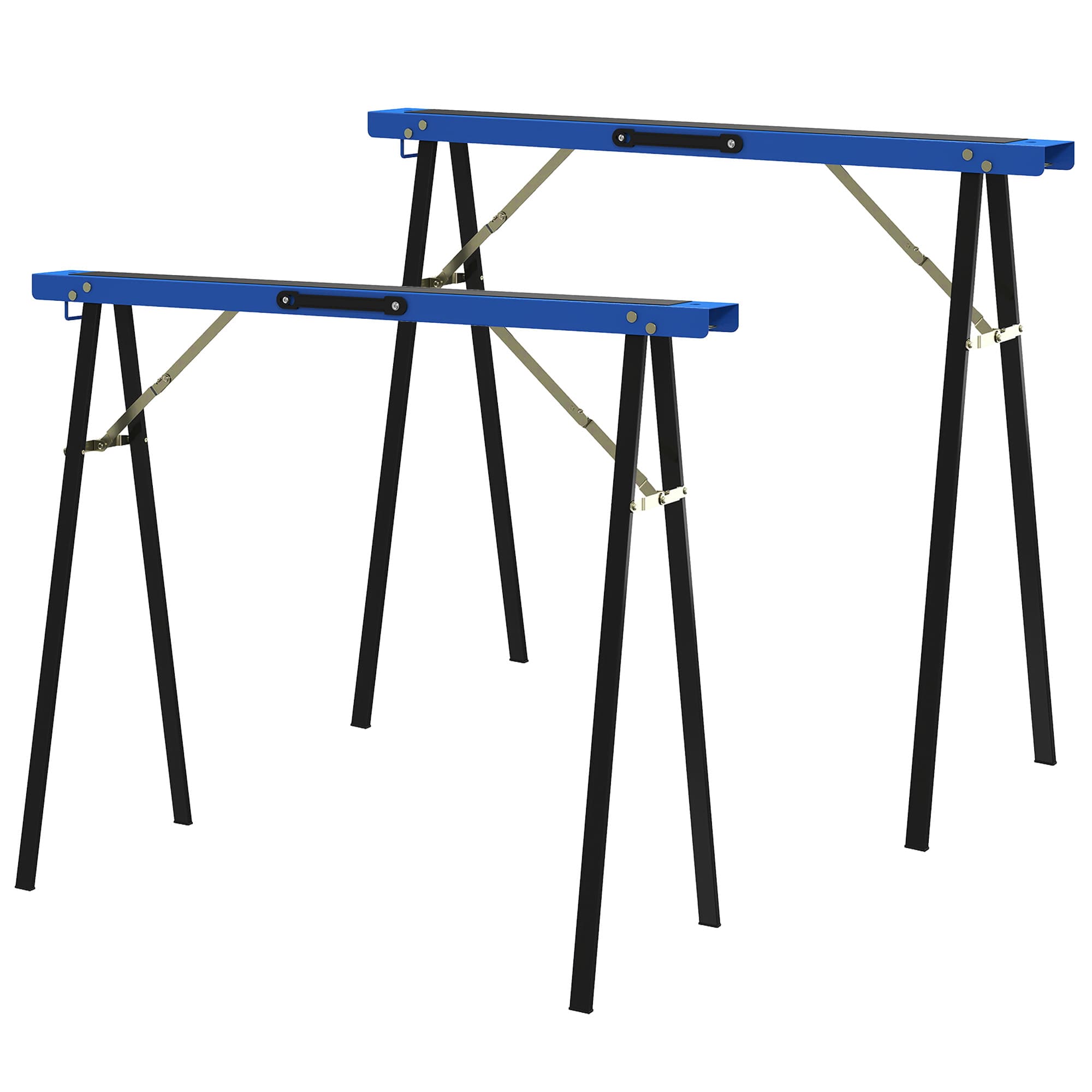 HOMCOM Set de 2 Chevalets de Travail Pliables avec Surface Antidérapante en EVA pour Travaux de Sciage, Bleu et Noir