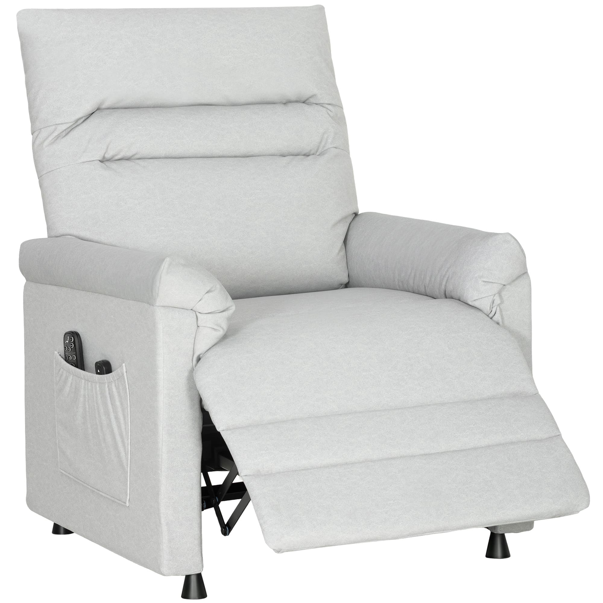 HOMCOM Fauteuil relax électrique massant et chauffant, fauteuil inclinable, repose-pieds, moteur silencieux, 82x99x106cm, gris