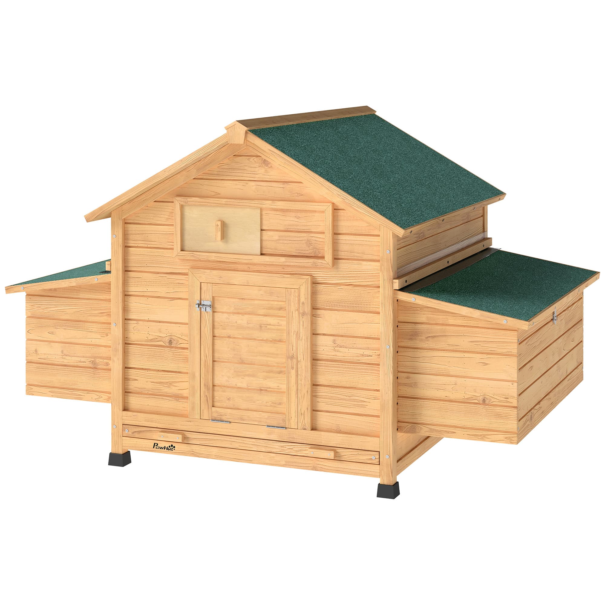 PawHut Poulailler en bois abri pour 2-4 poules toit ouvrant étanche & 2 pondoirs 150 x 100 x 96,5 cm jaune