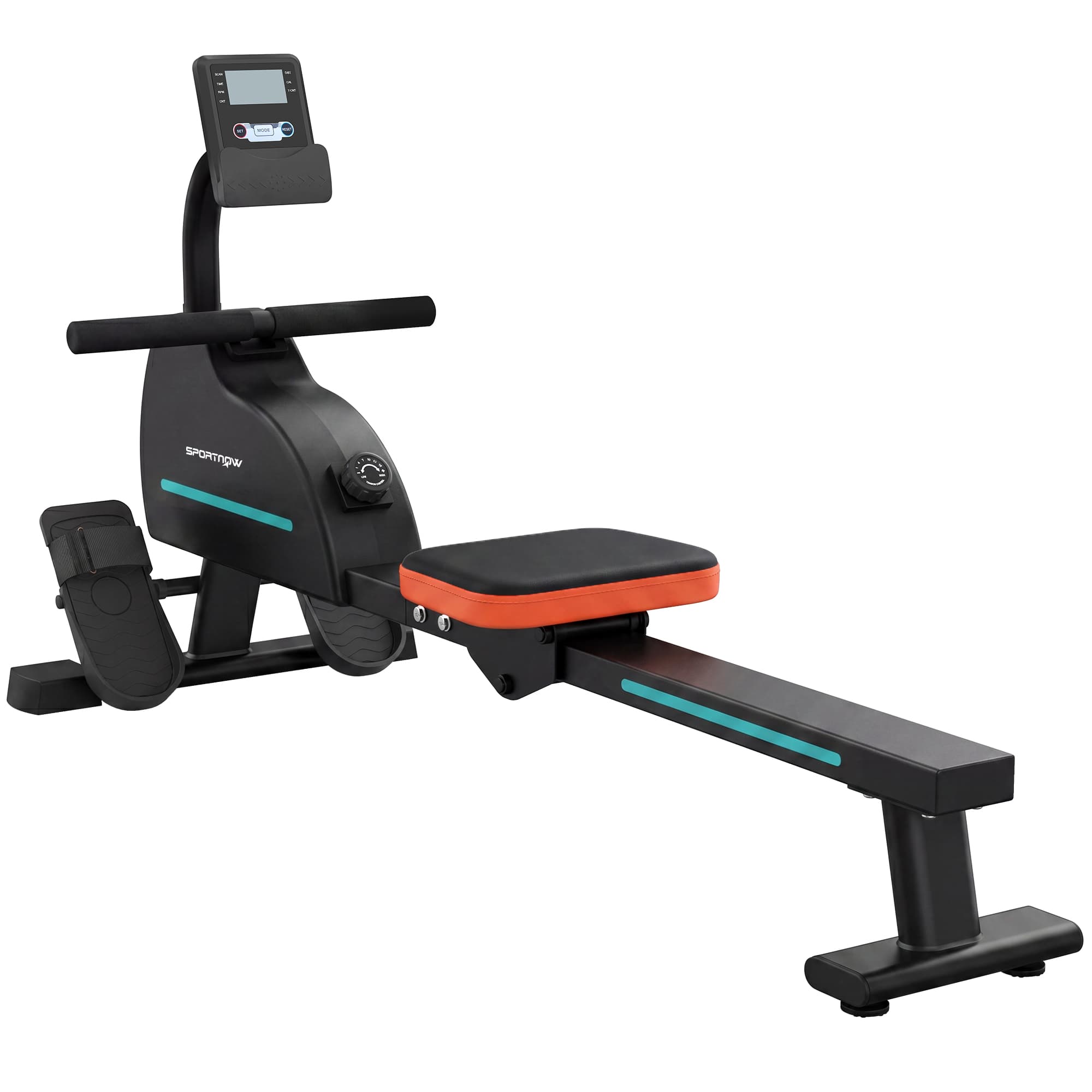 SPORTNOW Rameur domestique : 16 niveaux de résistance, Bluetooth, compatible App.
