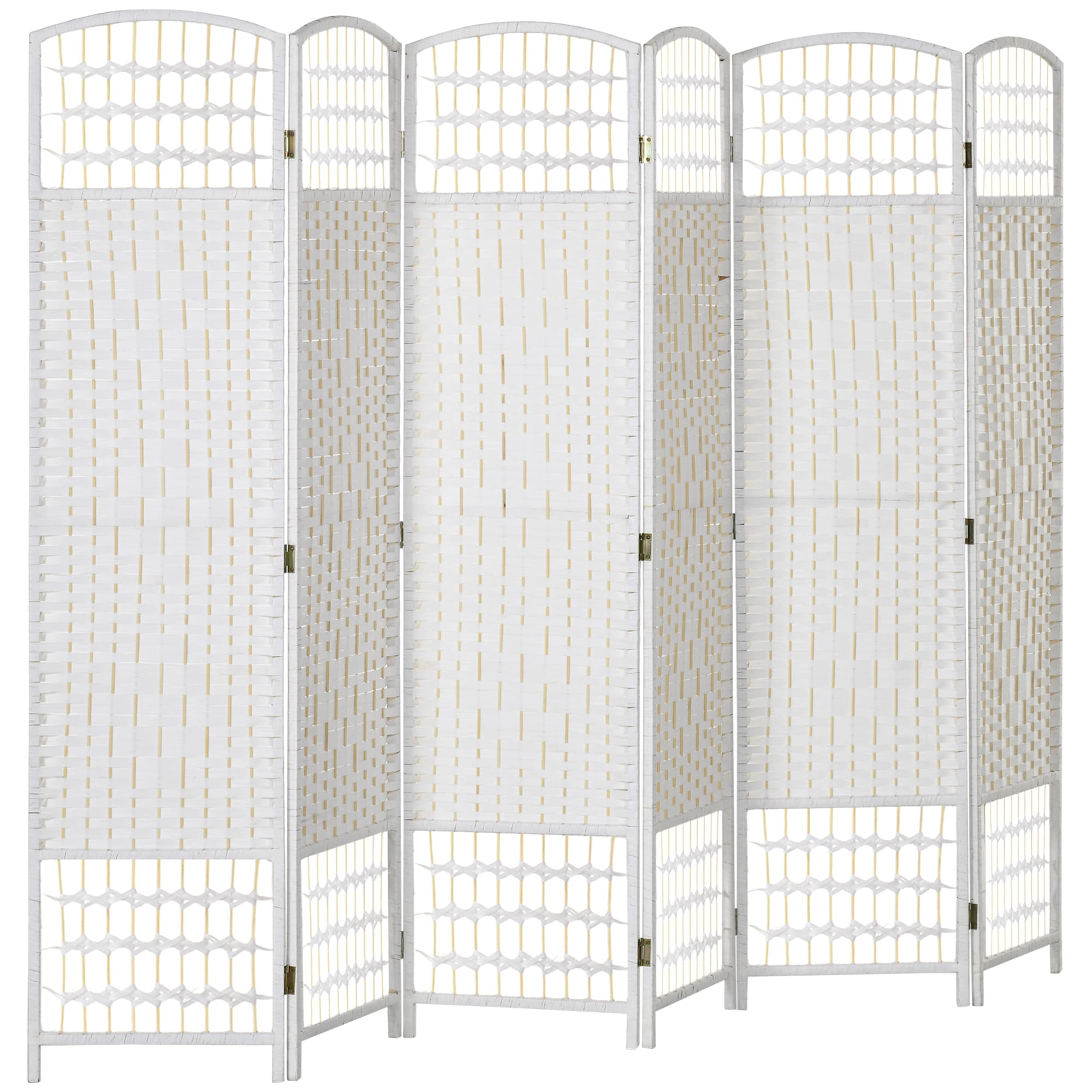 HOMCOM Paravent Séparateur d'Espaces 6 Panneaux Pliable en Corde de Papier 160x170cm Décoration pour Chambre Blanc