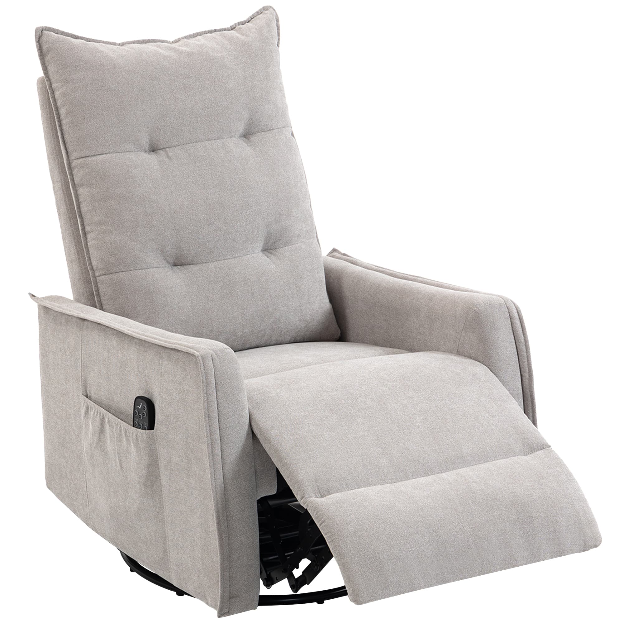 HOMCOM Fauteuil massant inclinable chauffant pivotant en chenille avec repose-pieds et télécommande, Gris clair