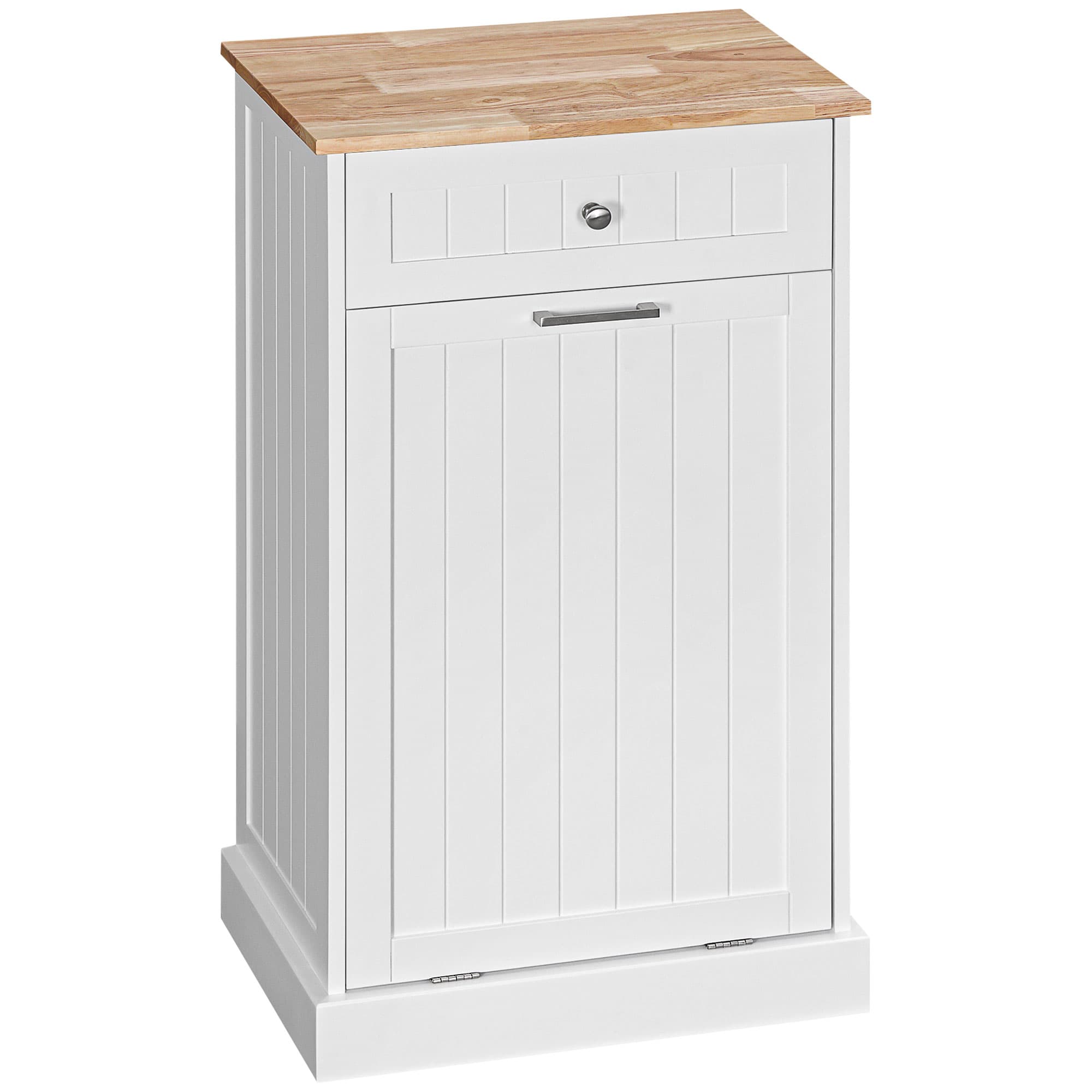 HOMCOM Buffet de cuisine, Meuble avec support pour poubelle 38 litres, Tiroir, Blanc