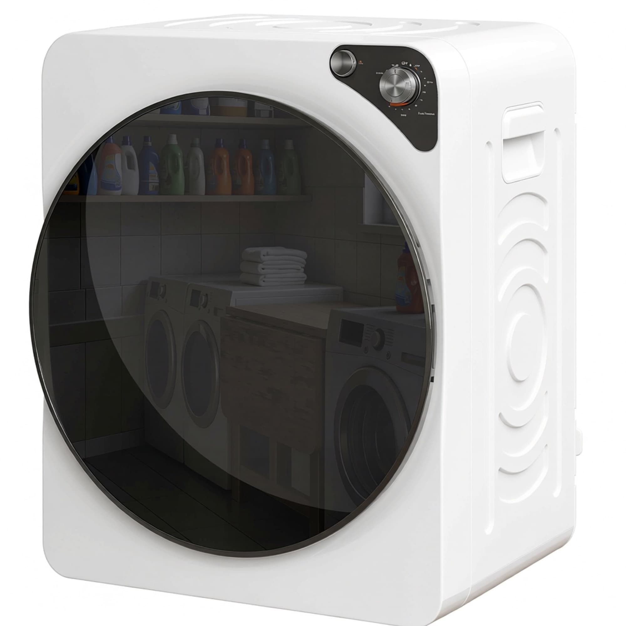 HOMCOM Mini sèche-linge portable 5 kg, 5 programmes, 1000W, jusqu'à 60°C, minuterie, tambour en acier inoxydable, pour la maison, Blanc