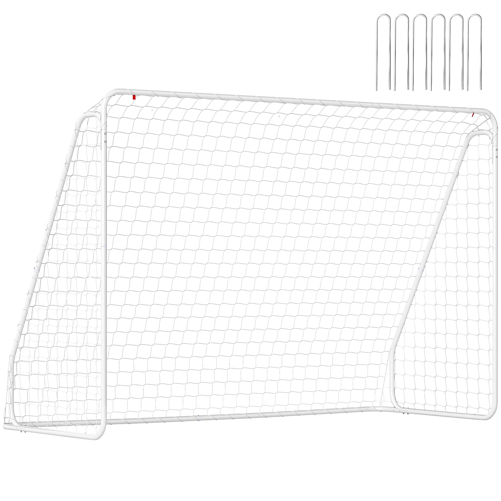 HOMCOM Cage de foot but football cadre métal maille du filet assemblage démontage facile idéale pour école parc jardin cour blanc