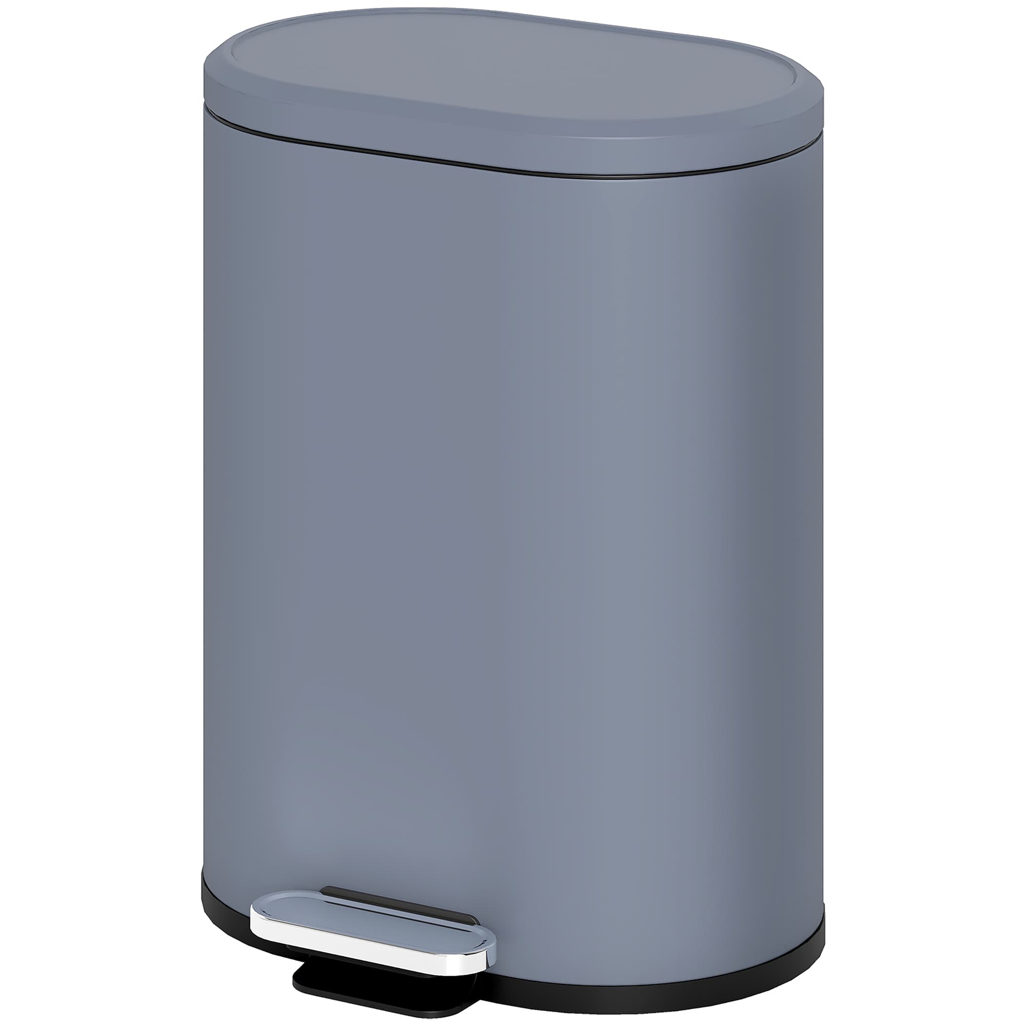 HOMCOM Poubelle cuisine 6L, poubelle à pédale en métal avec seau intérieur, couvercle à fermeture douce, 24,5x21,5x29,5cm, gris