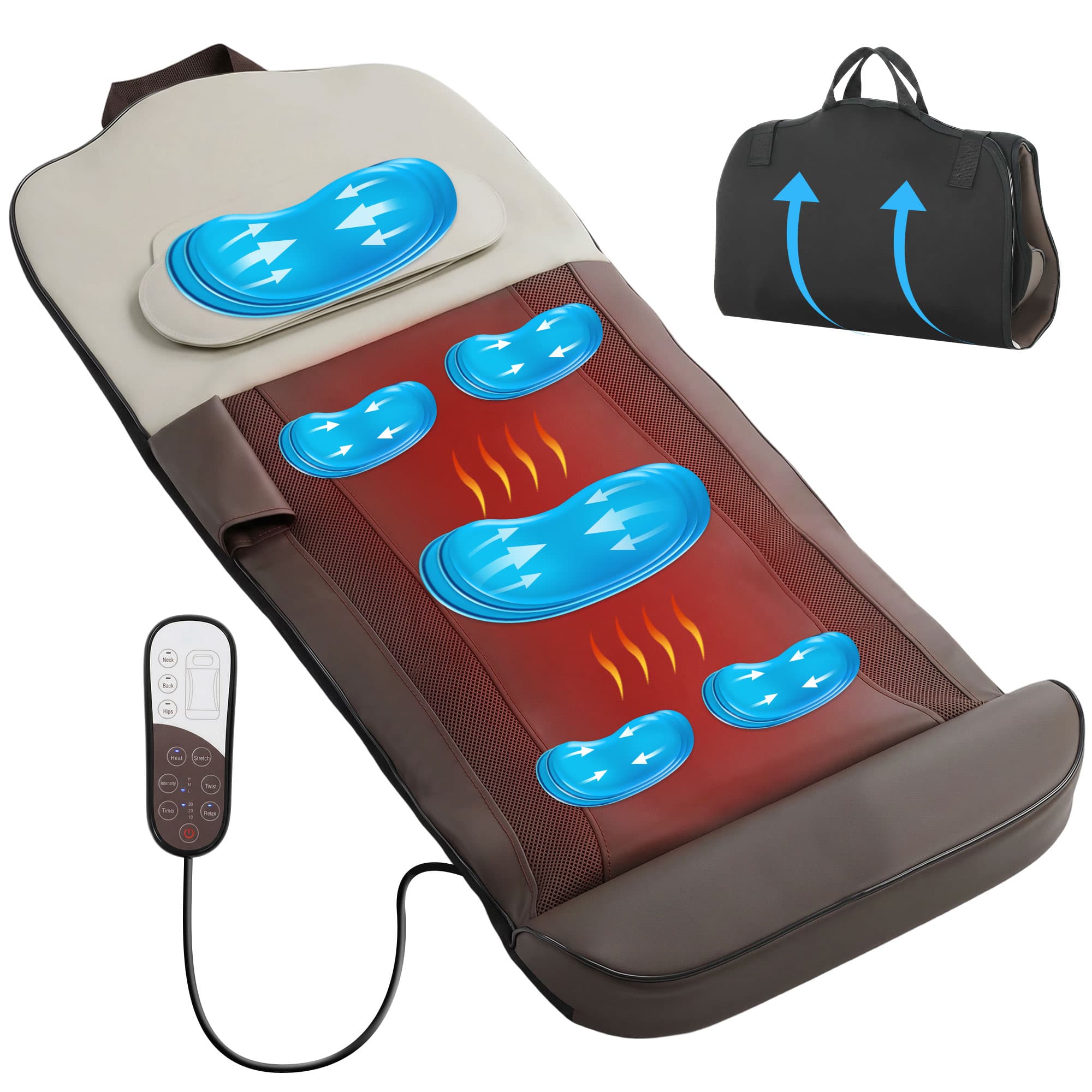 HOMCOM Tapis de Massage Corps Complet Pliable avec Chauffage Compression d'Air 4 Modes 3 Intensités Arrêt Automatique