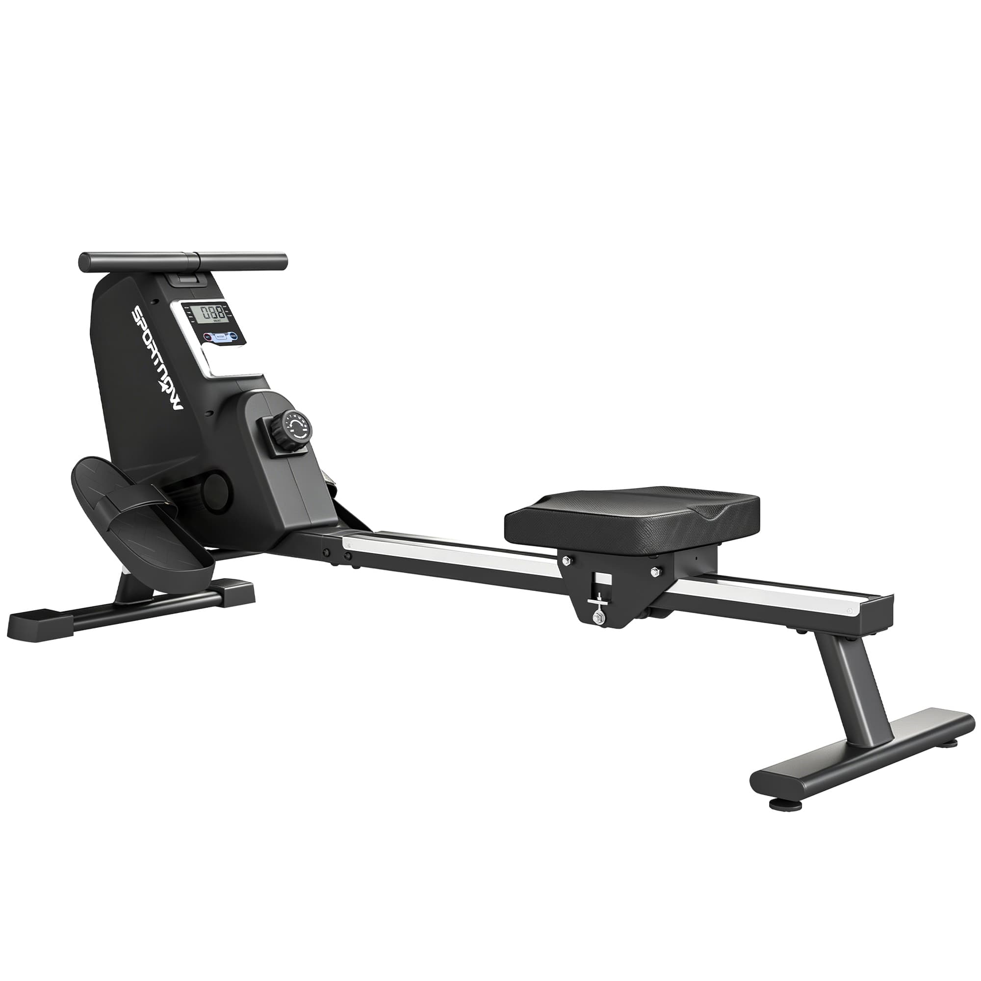 SPORTNOW Rameur, 16 niveaux de résistance magnétique, rail aluminium, Bluetooth, compatible app.