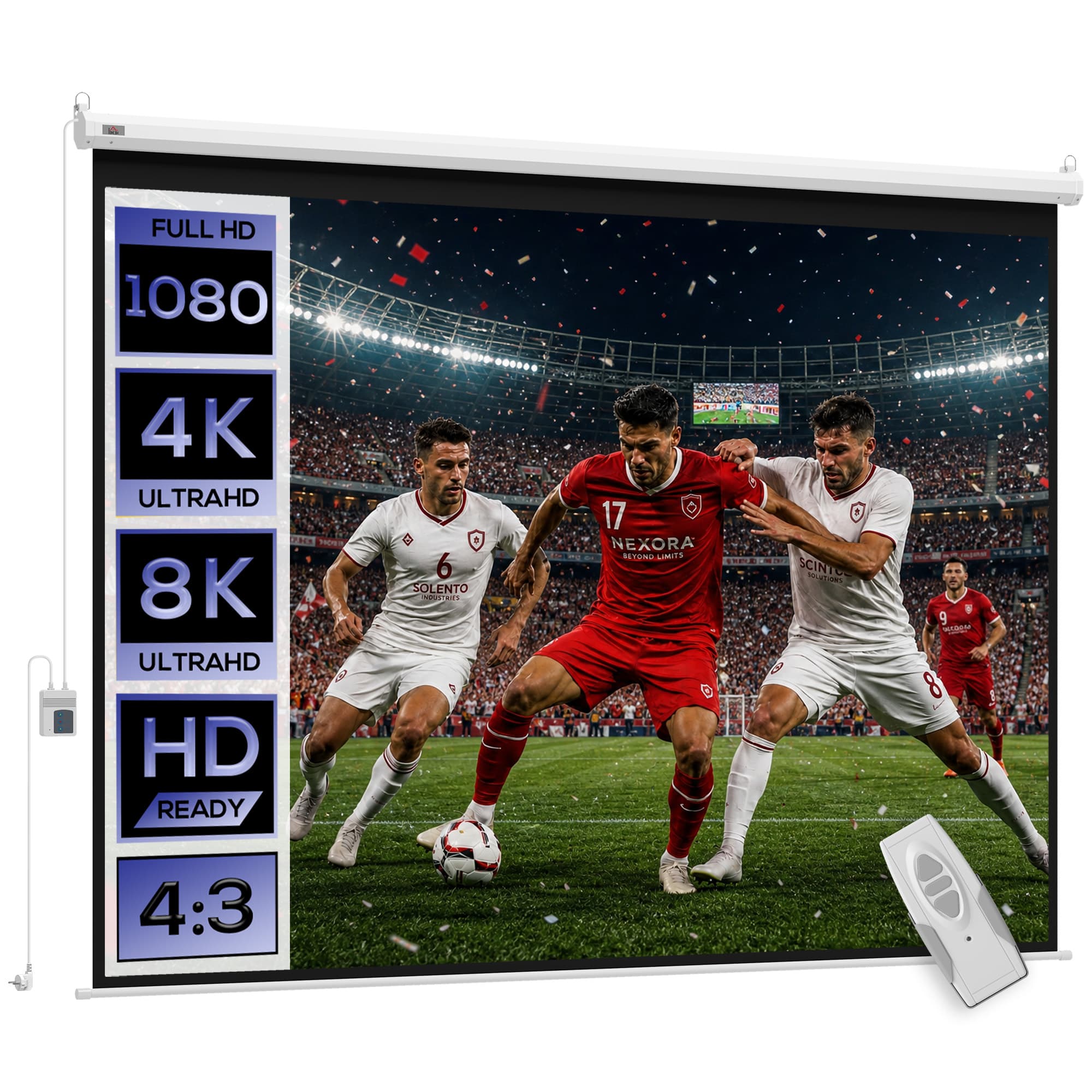 HOMCOM Ecran Projection Motorisé Home-Cinéma 244 x 183cm Blanc