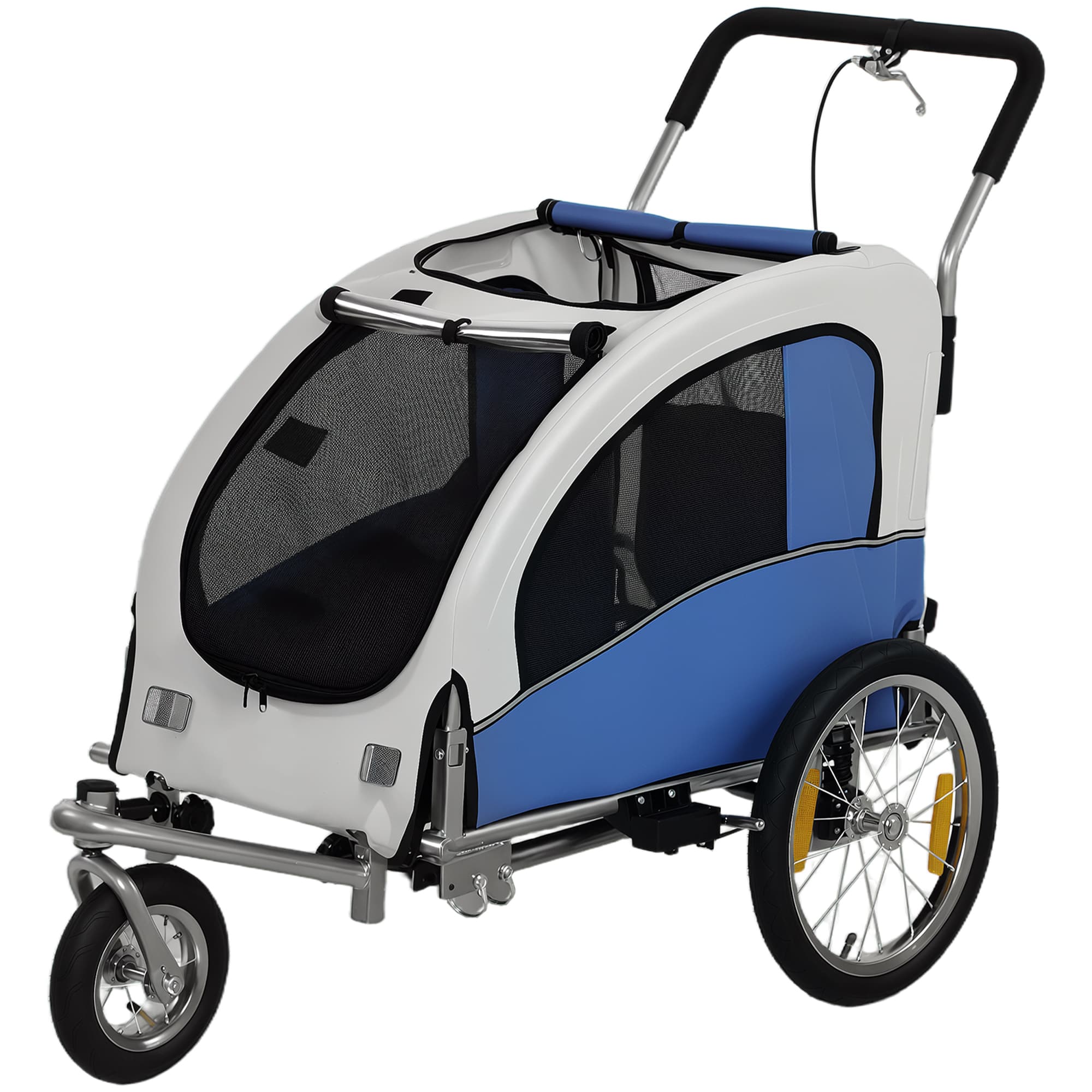 PawHut Remorque 2-en-1 pour vélo & jogger Buggy pliant pour petits et moyens chiens jusqu'à 20 kg, gris clair