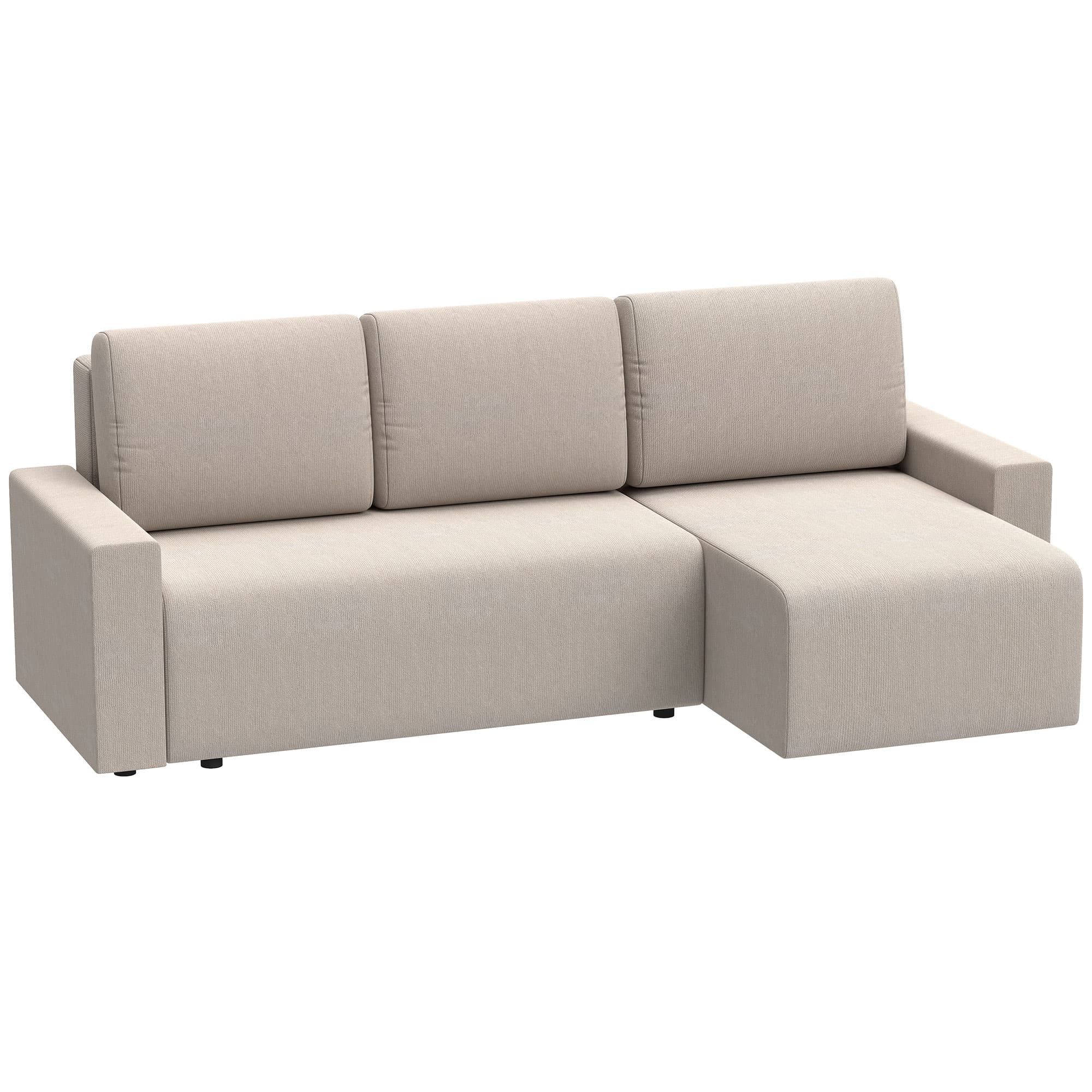 HOMCOM Canapé d'angle convertible avec ottomane réversible, canapé 3 places en L en suédine synthétique, Beige