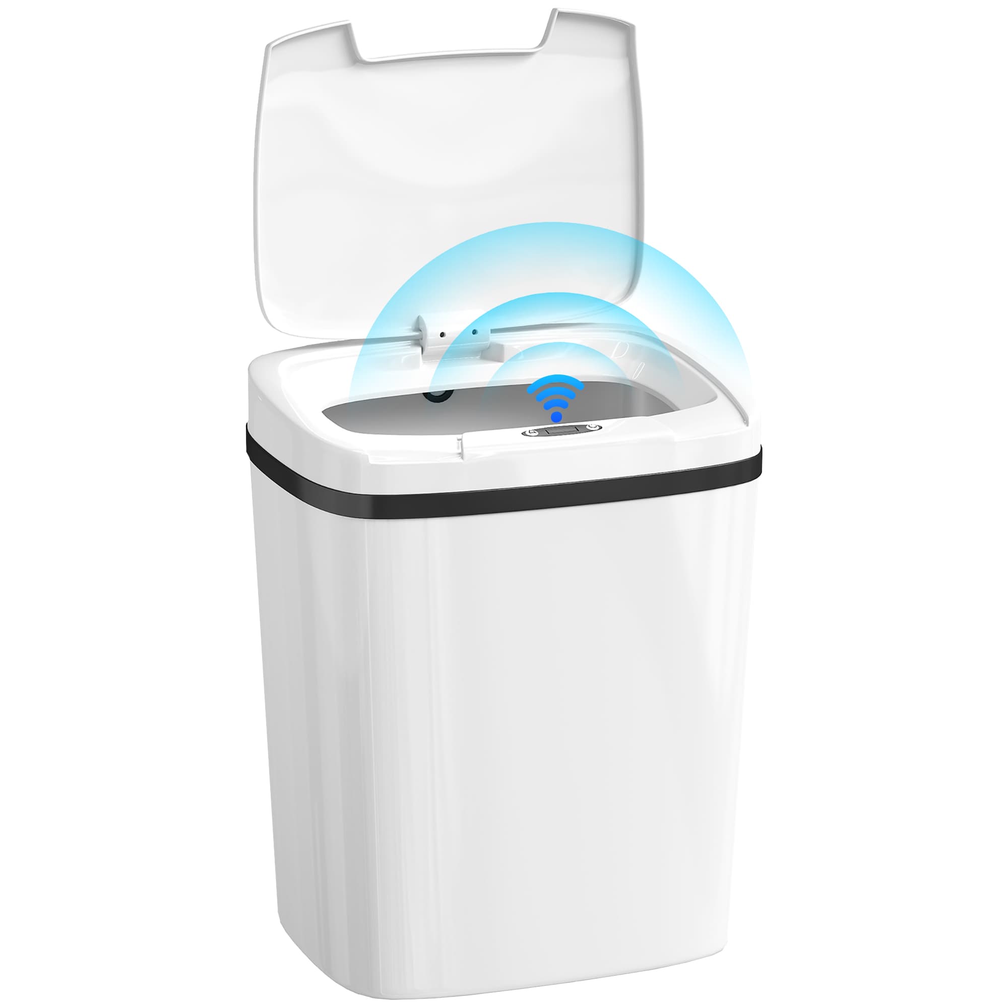 HOMCOM Poubelle de cuisine automatique 15L, poubelle à capteur de mouvement sans contact, 27,6 x 21,4 x 33,5 cm, blanc