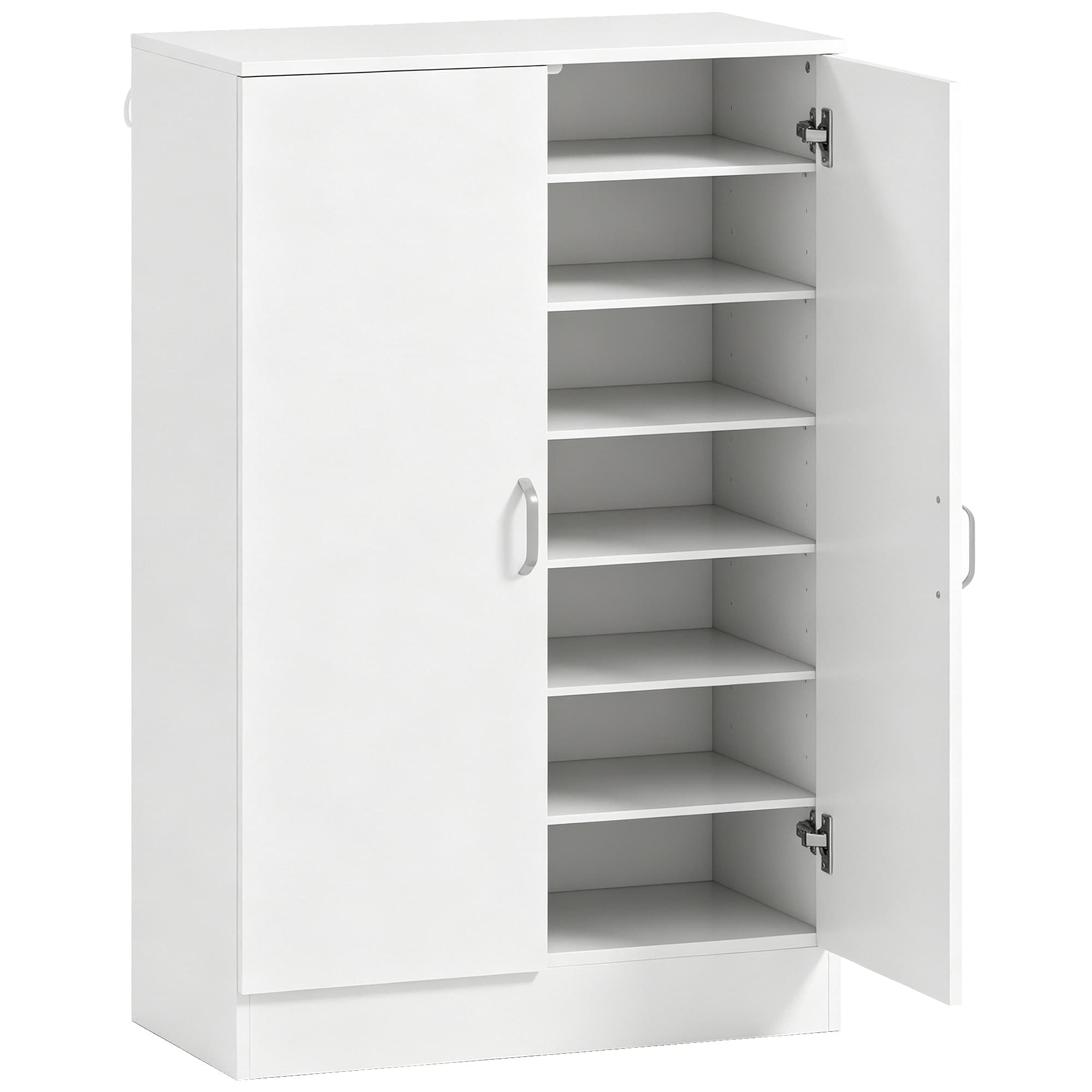 HOMCOM Armoire à chaussures 2 portes, 6 étagères réglables, charnières à fermeture douce pour 21 paires, bois naturel