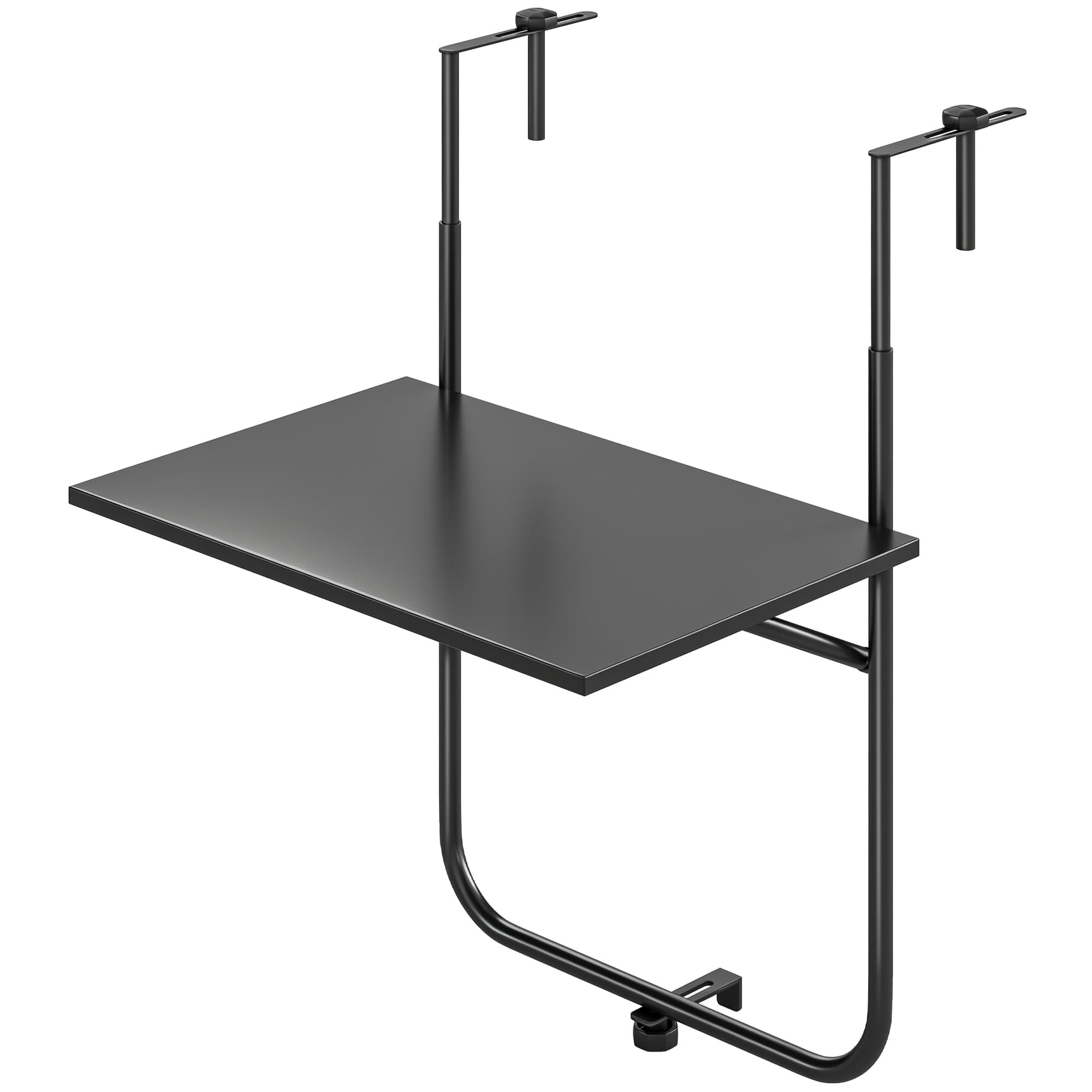 Outsunny Table de balcon suspendue plateau rectangulaire et hauteur réglable cadre en métal, dim. 62L x 60P x 85,5H cm noir