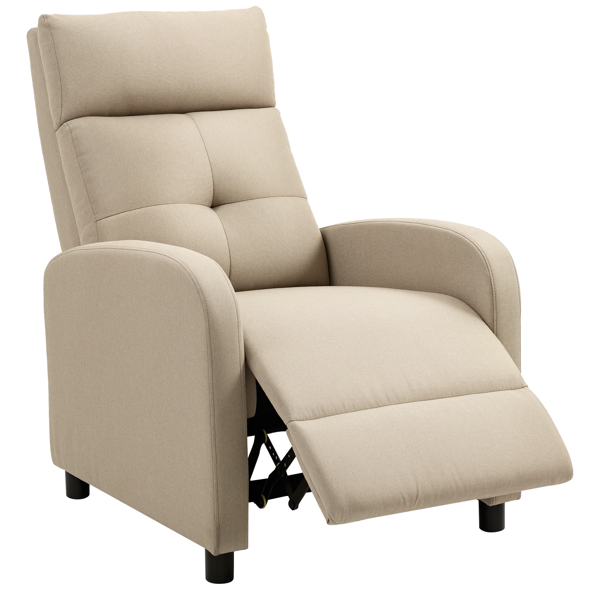 HOMCOM Fauteuil relax inclinable, repose-pieds extensible, ressorts ensachés, jusqu'à 150 kg, Beige