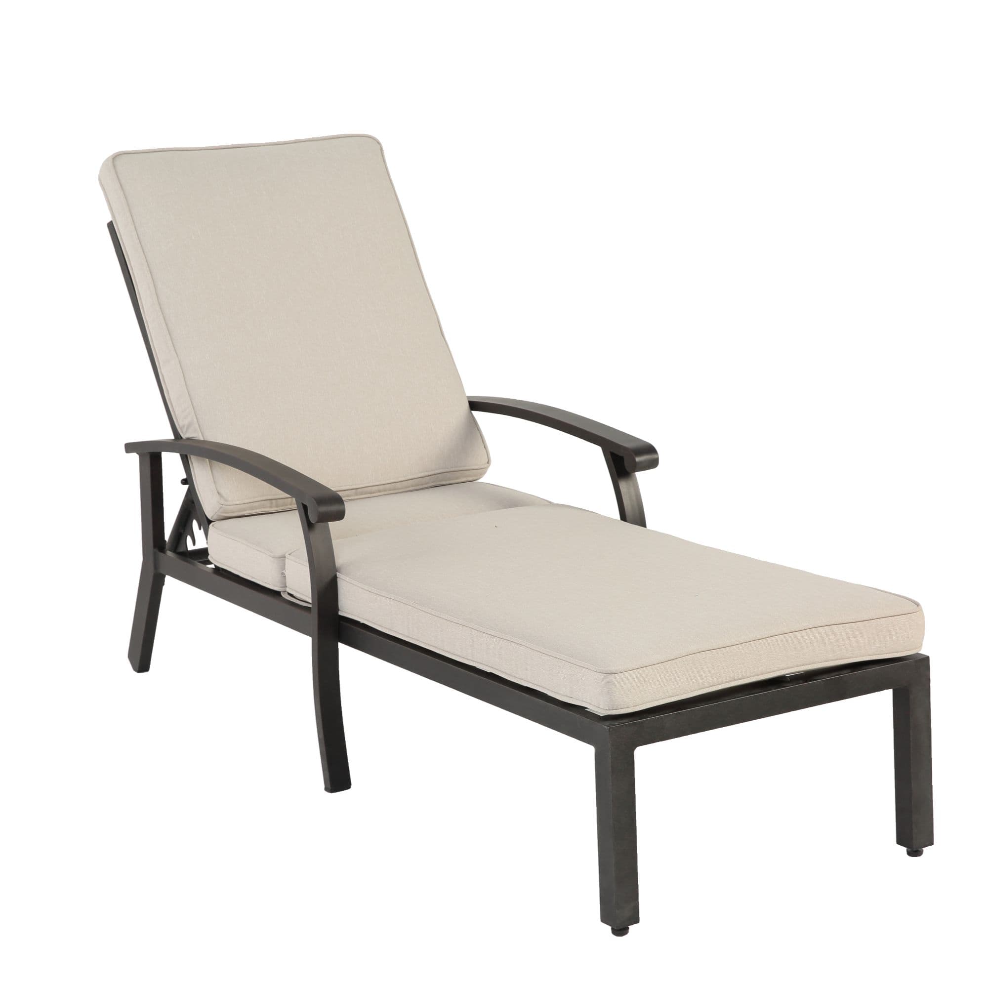 Chaise-lounge-patio avec dossier réglable, 204x58x100/30 cm, Beige Aosom FR