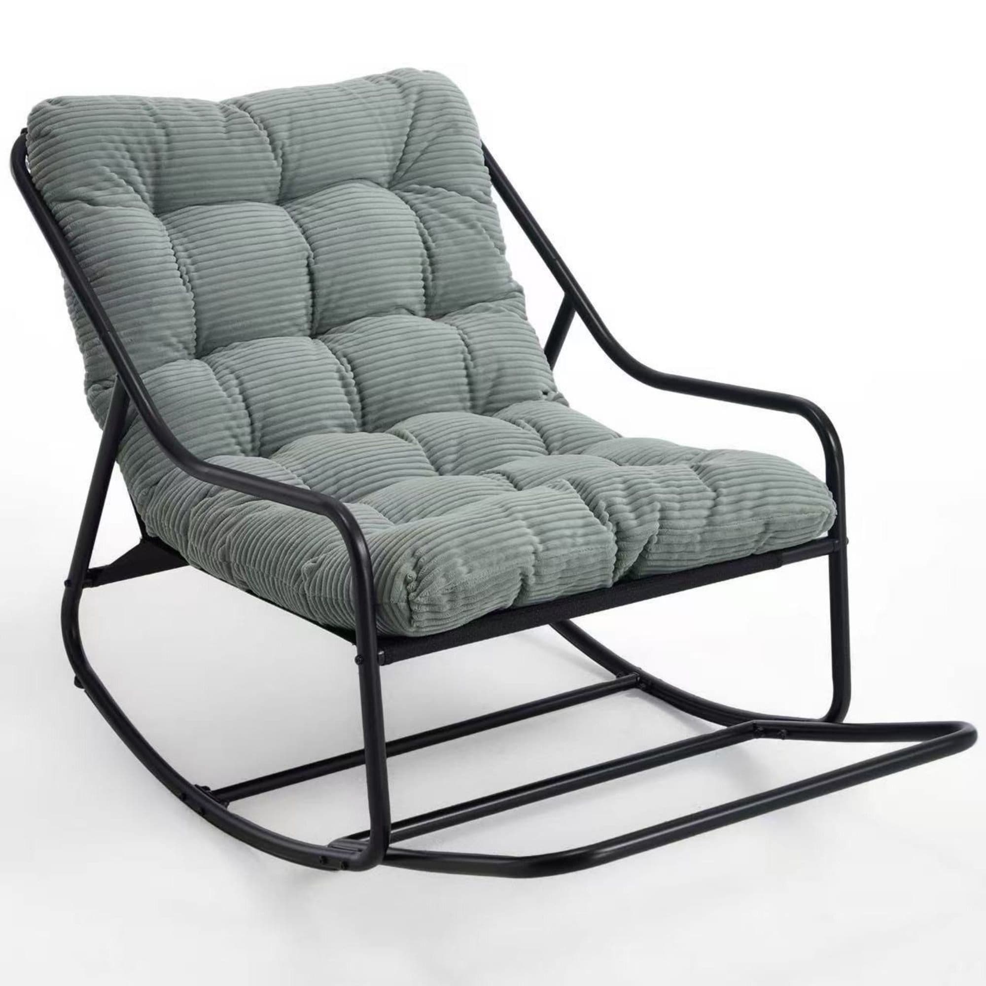 Fauteuil à bascule d'extérieur avec coussin de confort, pour salon, chambre, coin lecture, 75x116x82 cm, Vert clair Aosom FR