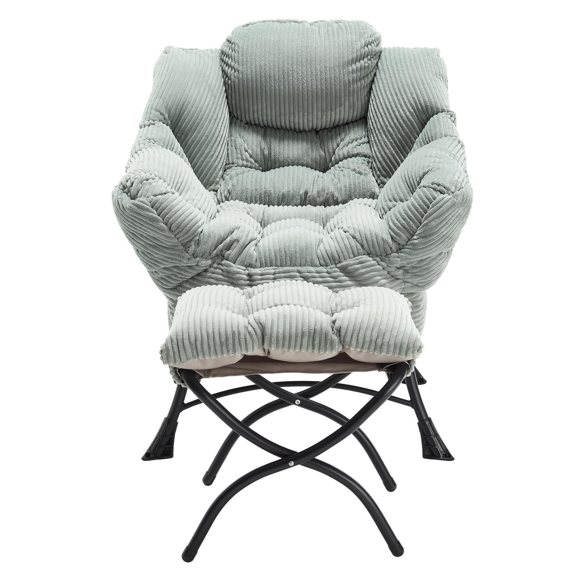 Fauteuil lounge avec pouf, accoudoirs et une poche latérale, revêtement en flanelle, 69,9x64,0x95,0 cm, Vert clair Aosom FR