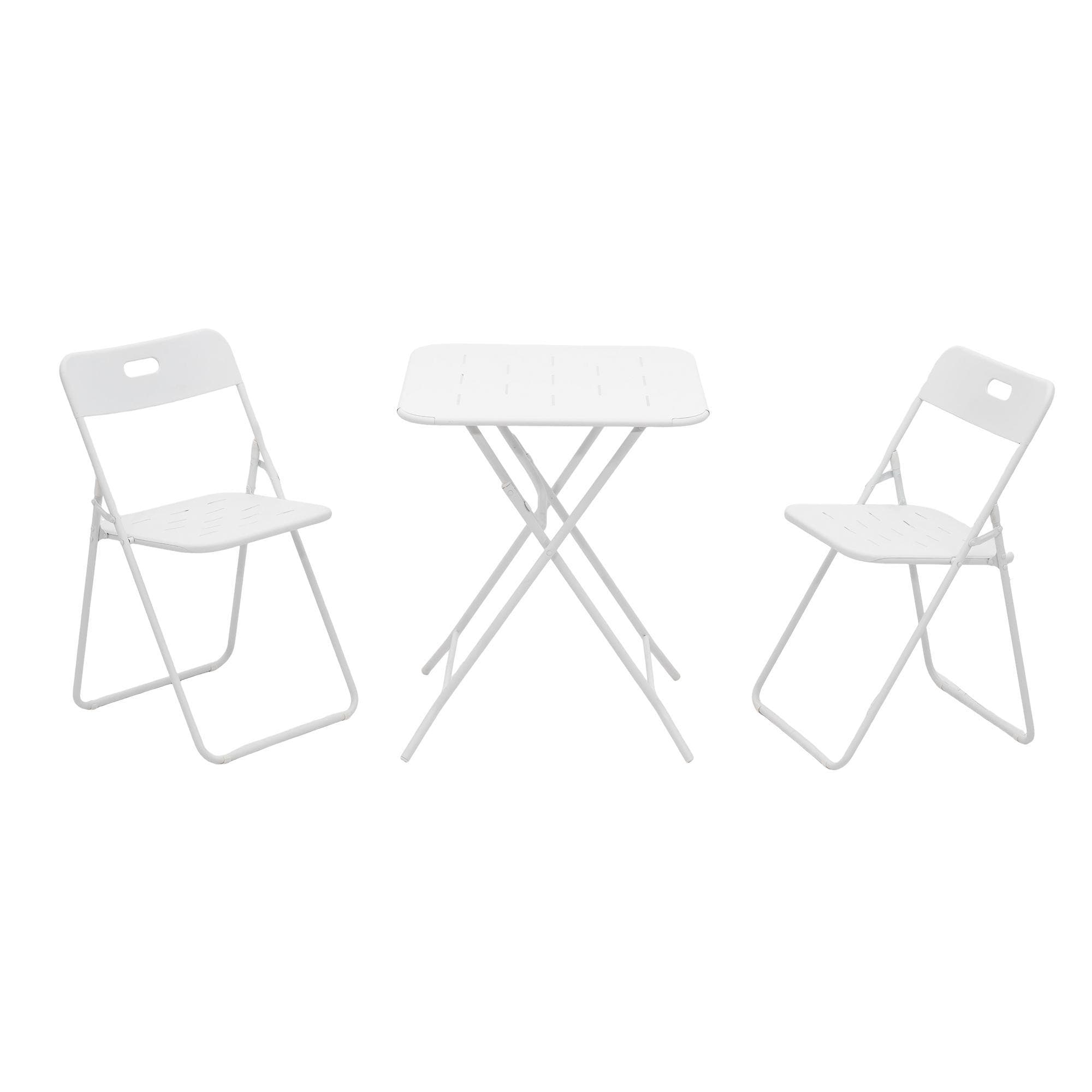 Ensemble bistrot pliable 3-pièces en acier, avec 2 chaises + 1 table, Blanc Aosom FR