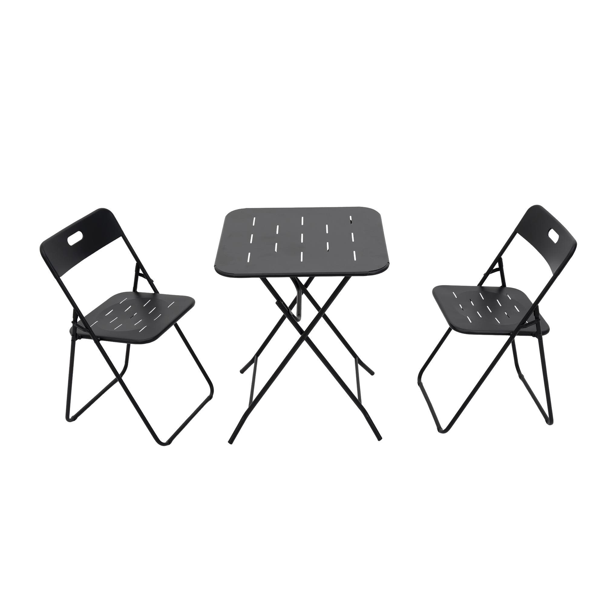 Ensemble bistrot pliable 3‐pièces en acier, avec 2 chaises + 1 table, Noir Aosom FR