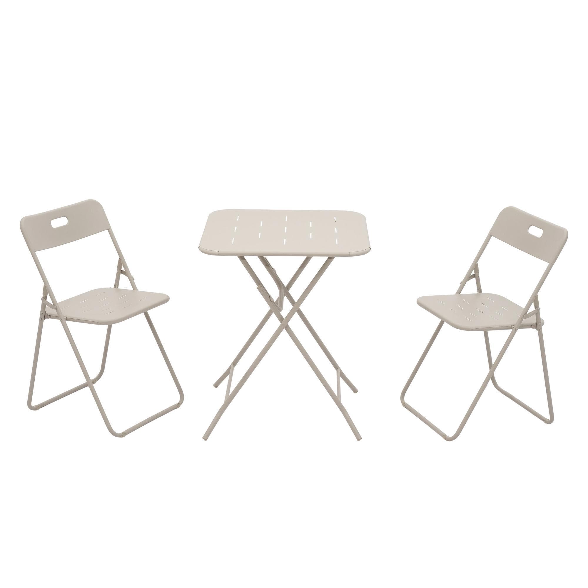 Ensemble bistrot pliable 3-pièces en acier, avec 2 chaises + 1 table, Beige Aosom FR