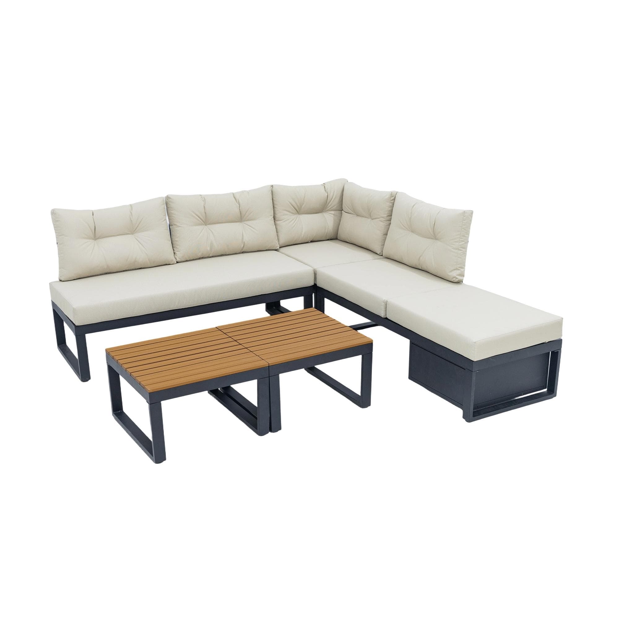 Ensemble de meubles de jardin avec dossiers réglables et fonction relax, rangement dissimulé, pour terrasse, balcon et jardin, Beige Aosom FR