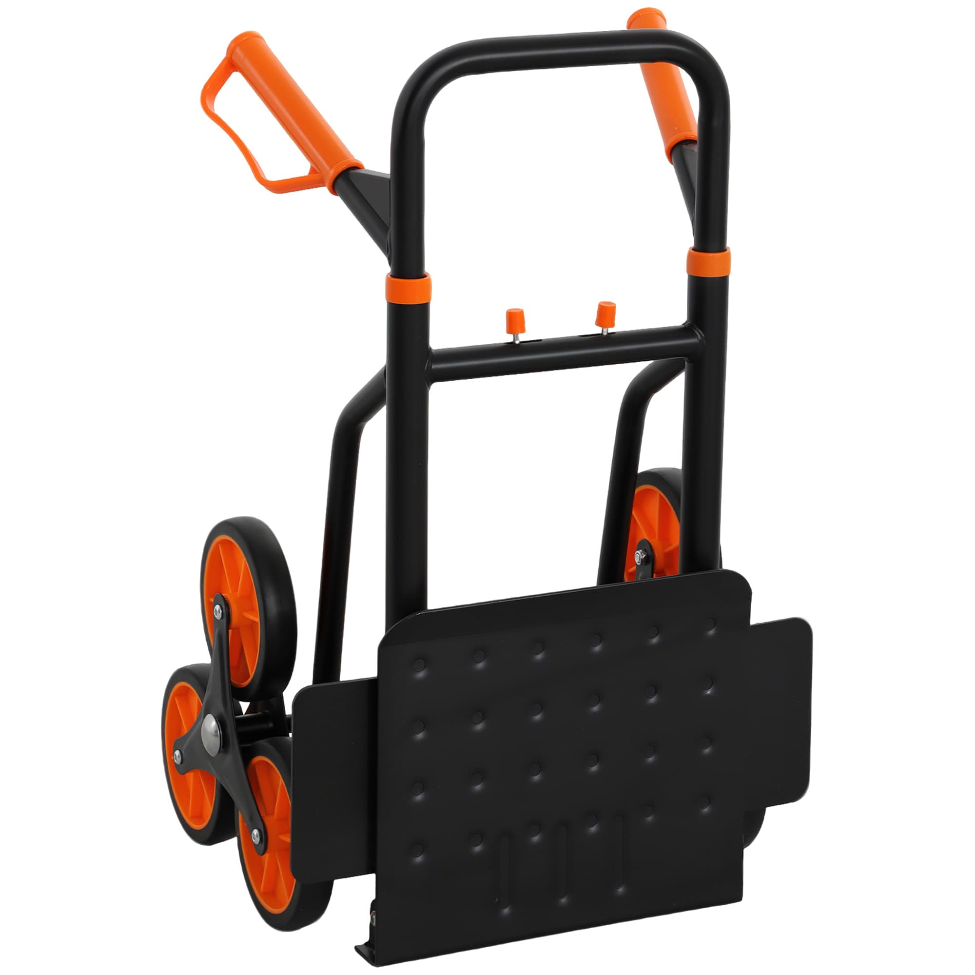 DURHAND Diable d'escalier pliable 120 kg 6 roues, diable demenagement en acier avec cordes télescopiques, 44x38x106,5cm, orange