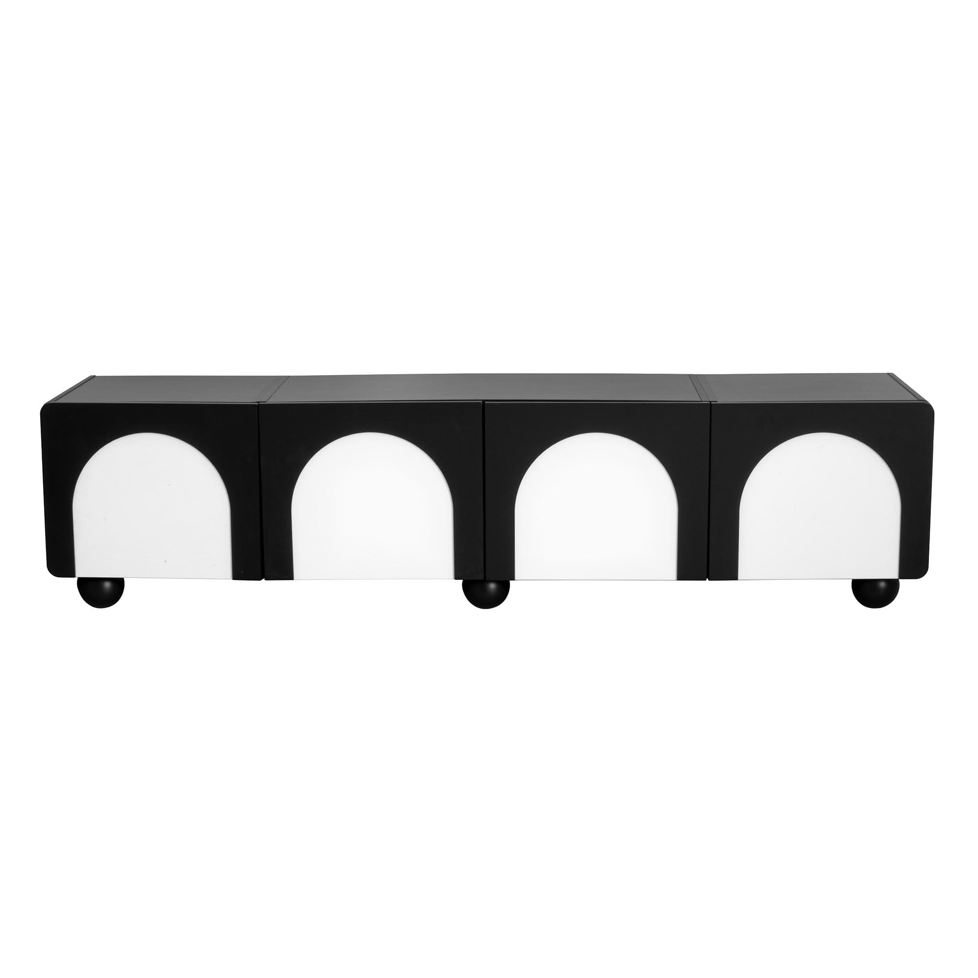 Meuble TV avec 2 tiroirs et 2 portes, pieds ronds ,180X38X45 cm, Noir+Blanc Aosom FR