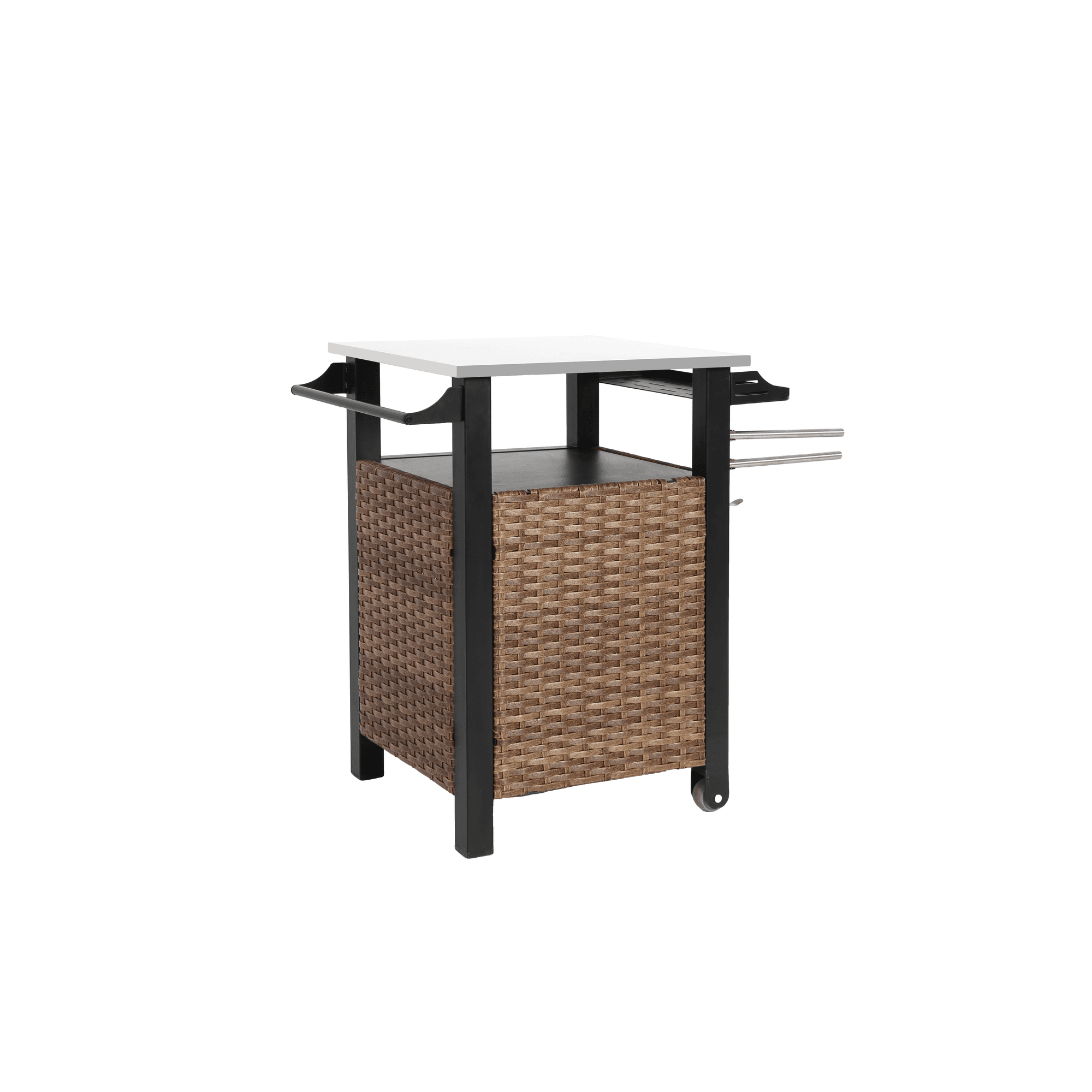 Desserte-bar d'extérieur avec roulettes et armoire de rangement, 76x57x85 cm, Marron Aosom FR