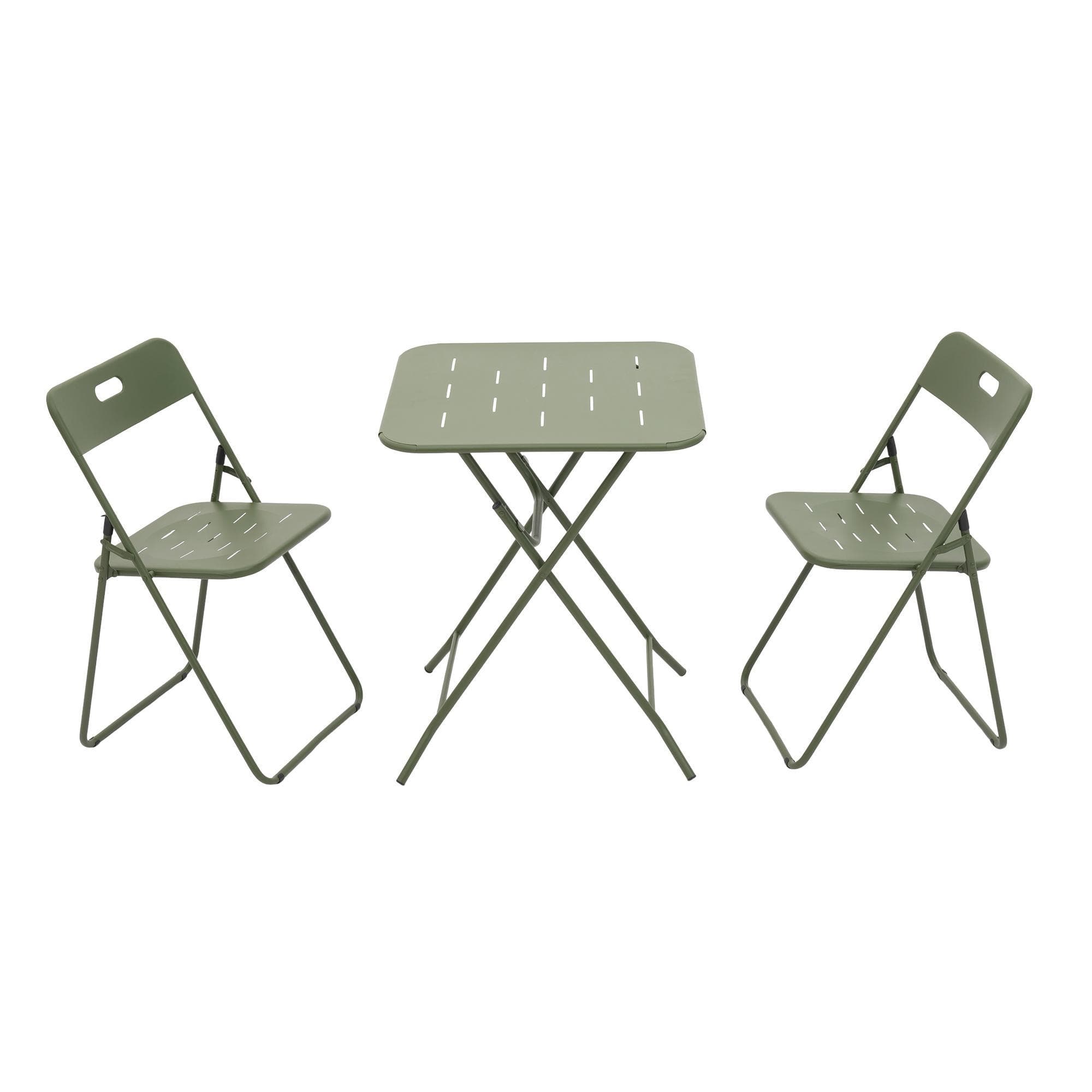 Ensemble bistrot pliable 3‐pièces en acier, avec 2 chaises + 1 table, Vert Aosom FR