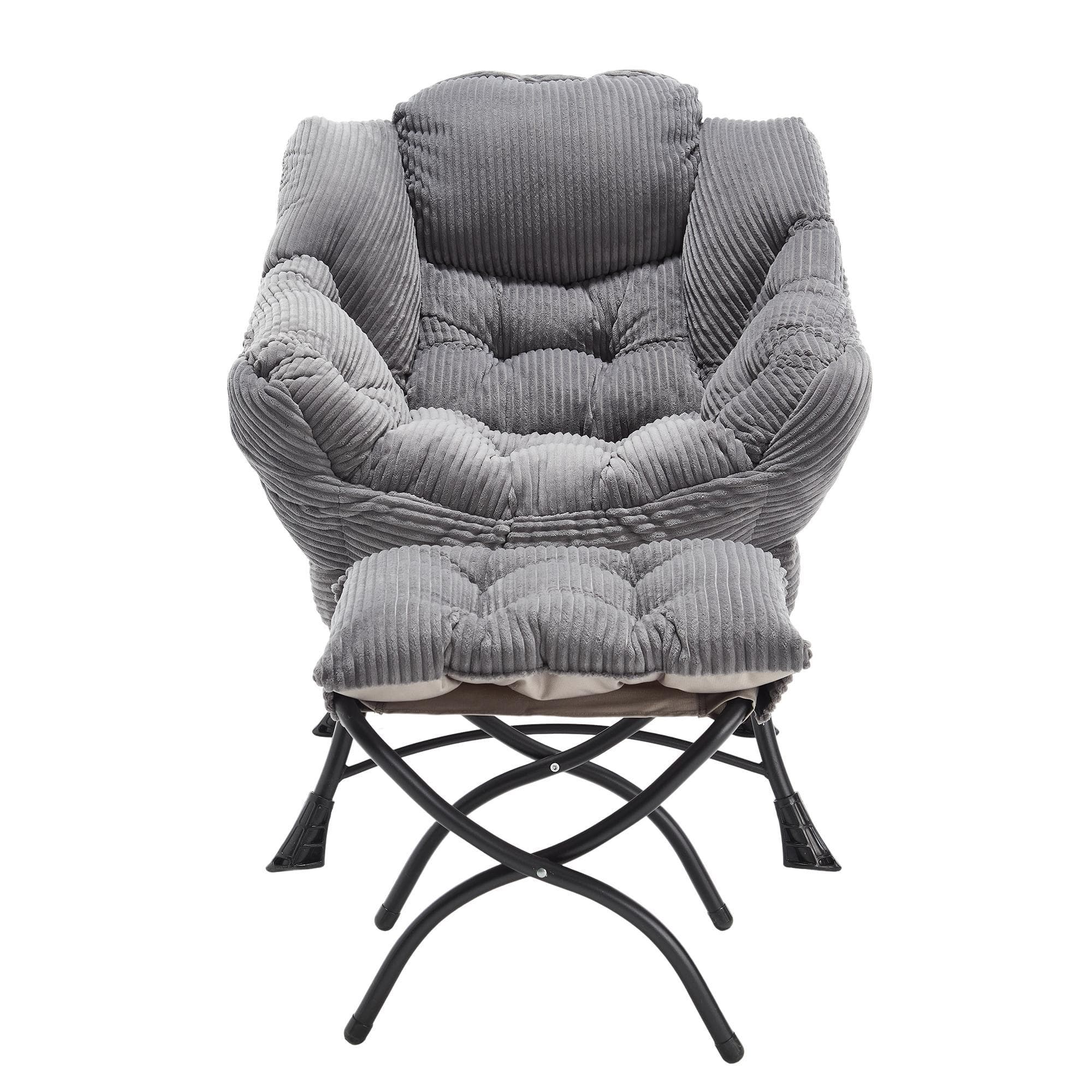 Fauteuil lounge avec pouf, accoudoirs et une poche latérale, revêtement en flanelle, 69,9x64,0x95,0 cm, Gris Aosom FR