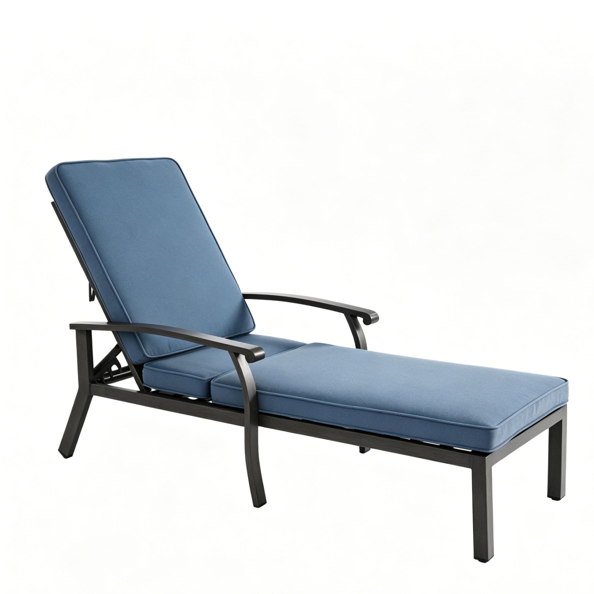 Chaise-lounge-patio avec dossier réglable, 204x58x100/30 cm, Bleu Aosom FR