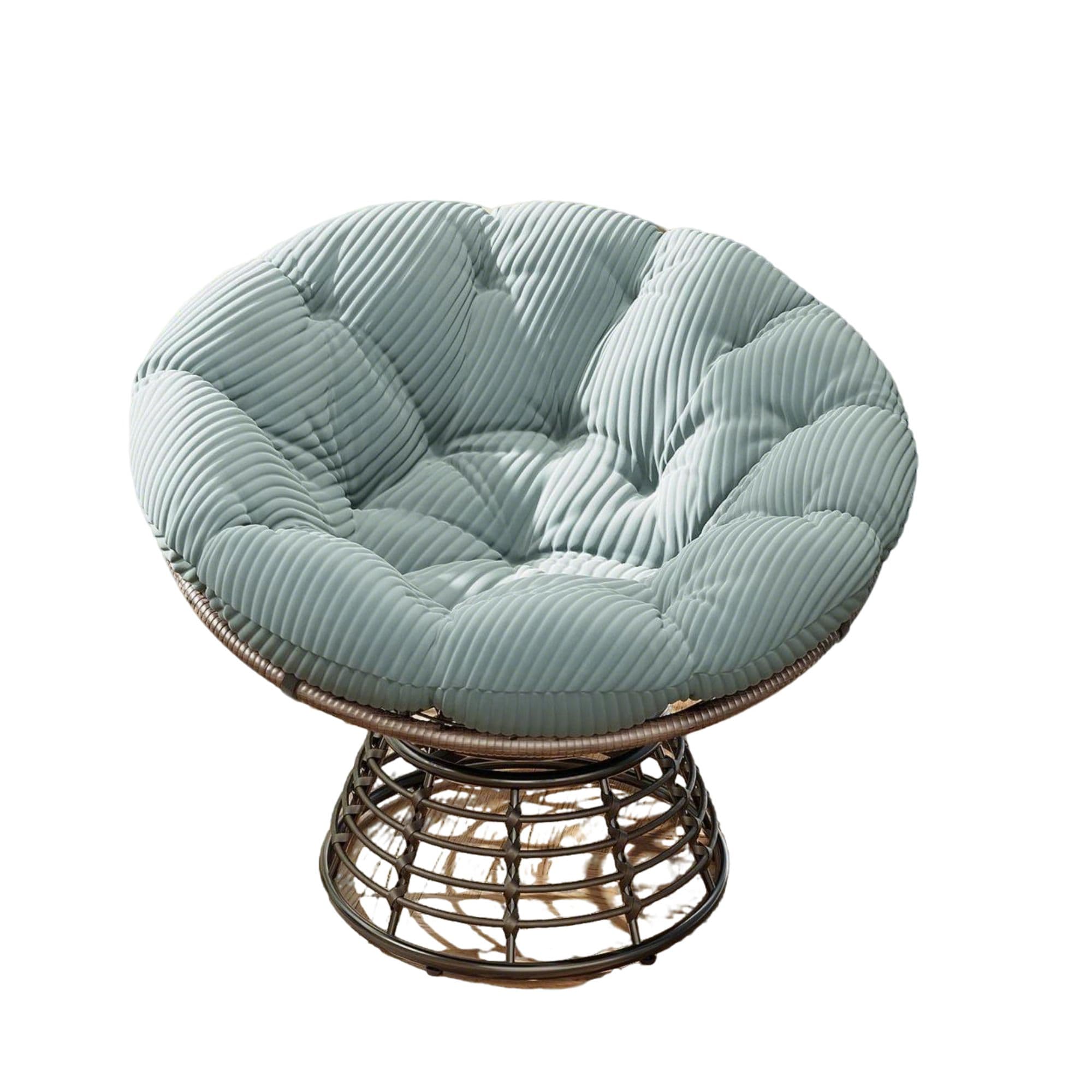 Fauteuil Papasan, pivotant à 360°, coussin épais(velours côtelé), cadre en acier, 92x92x67 cm, Vert clair Aosom FR