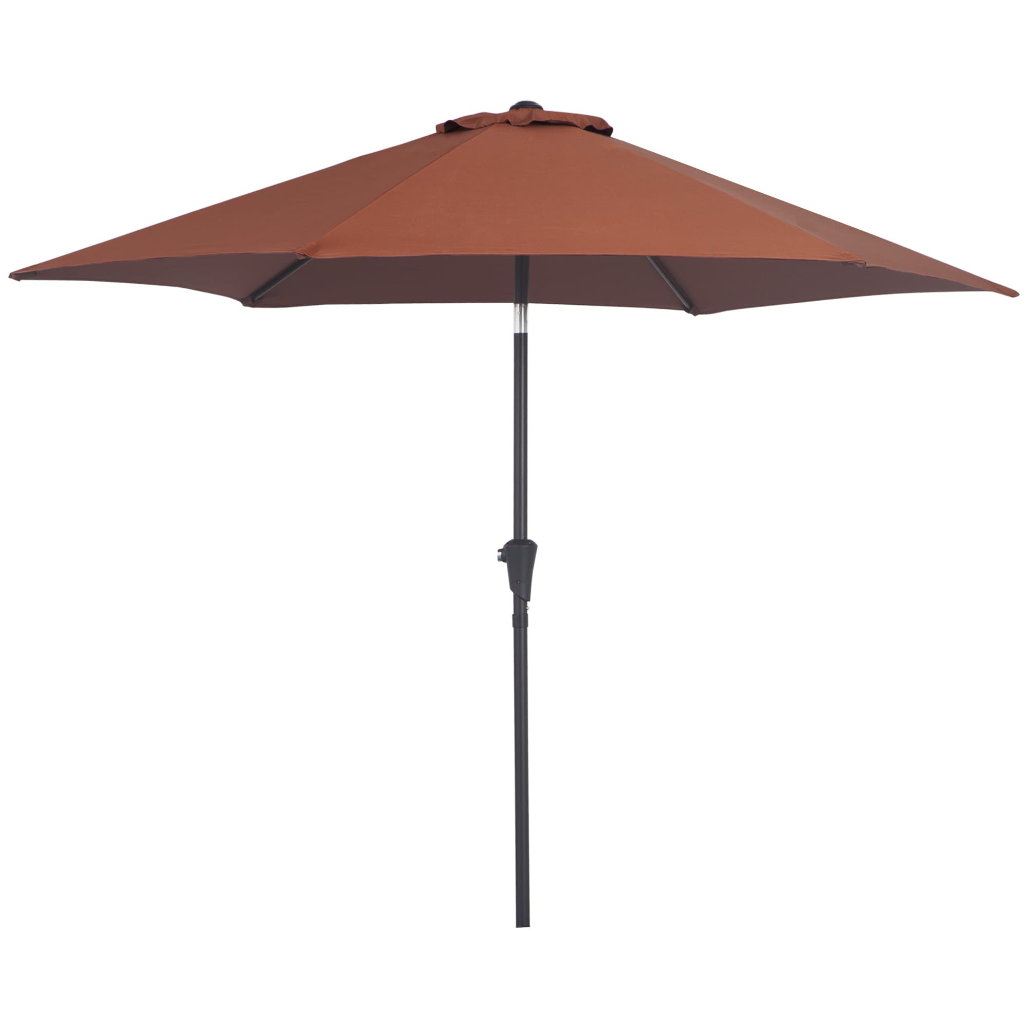 Outsunny Parasol droit parasol inclinable de jardin manivelle toile polyester haute densité 180 g/m2 Ø2,6 x 2,35 m aluminium café