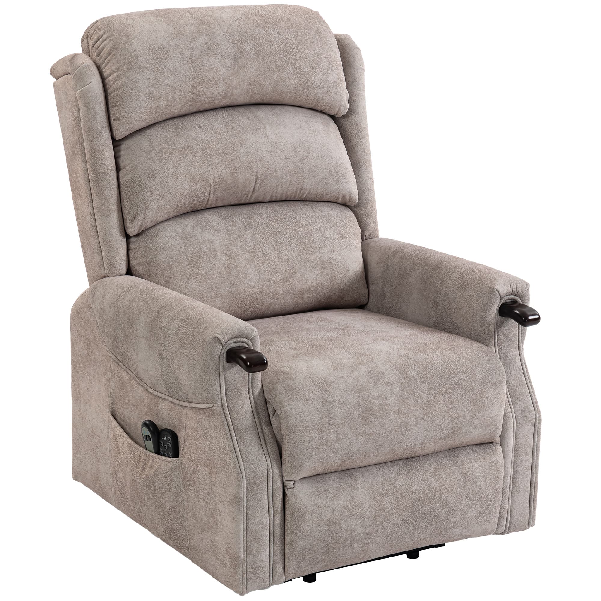 HOMCOM Fauteuil TV avec aide au lever électrique, relax avec massage vibrant, chauffage lombaire et fonction inclinable, gris clair