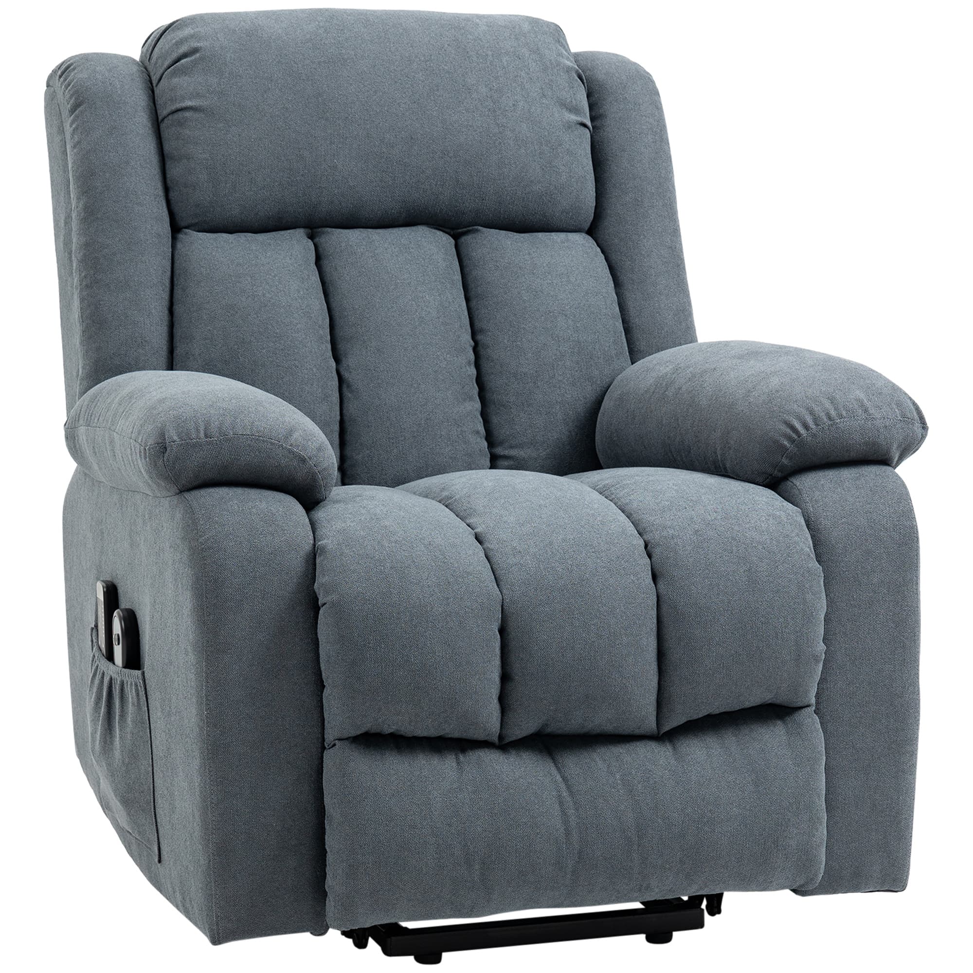 HOMCOM Fauteuil Électrique Releve-personne Inclinable 135° en Tissu Effet Lin avec Repose-pieds, Gris