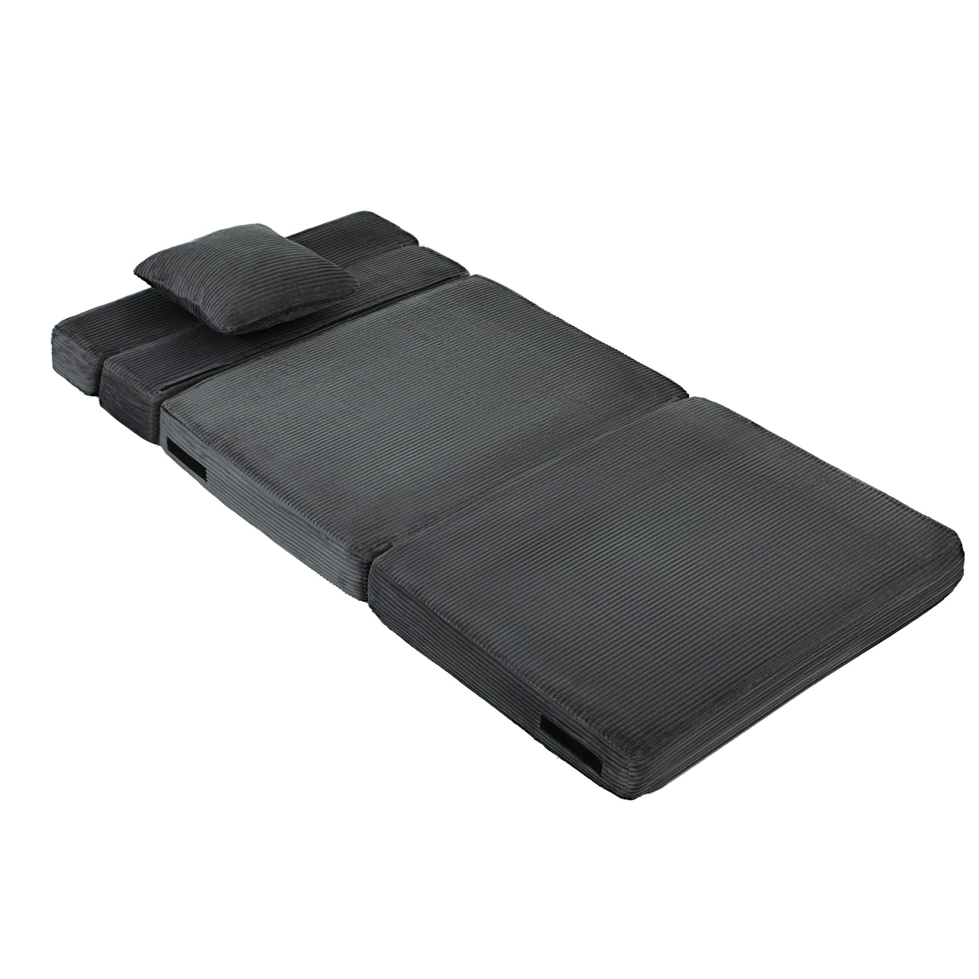 HOMCOM 2-en-1 Boneless Cloud fauteuil au sol, canapé pliable en velours côtelé avec rembourrage épais & coussin lombaire, Gris foncé