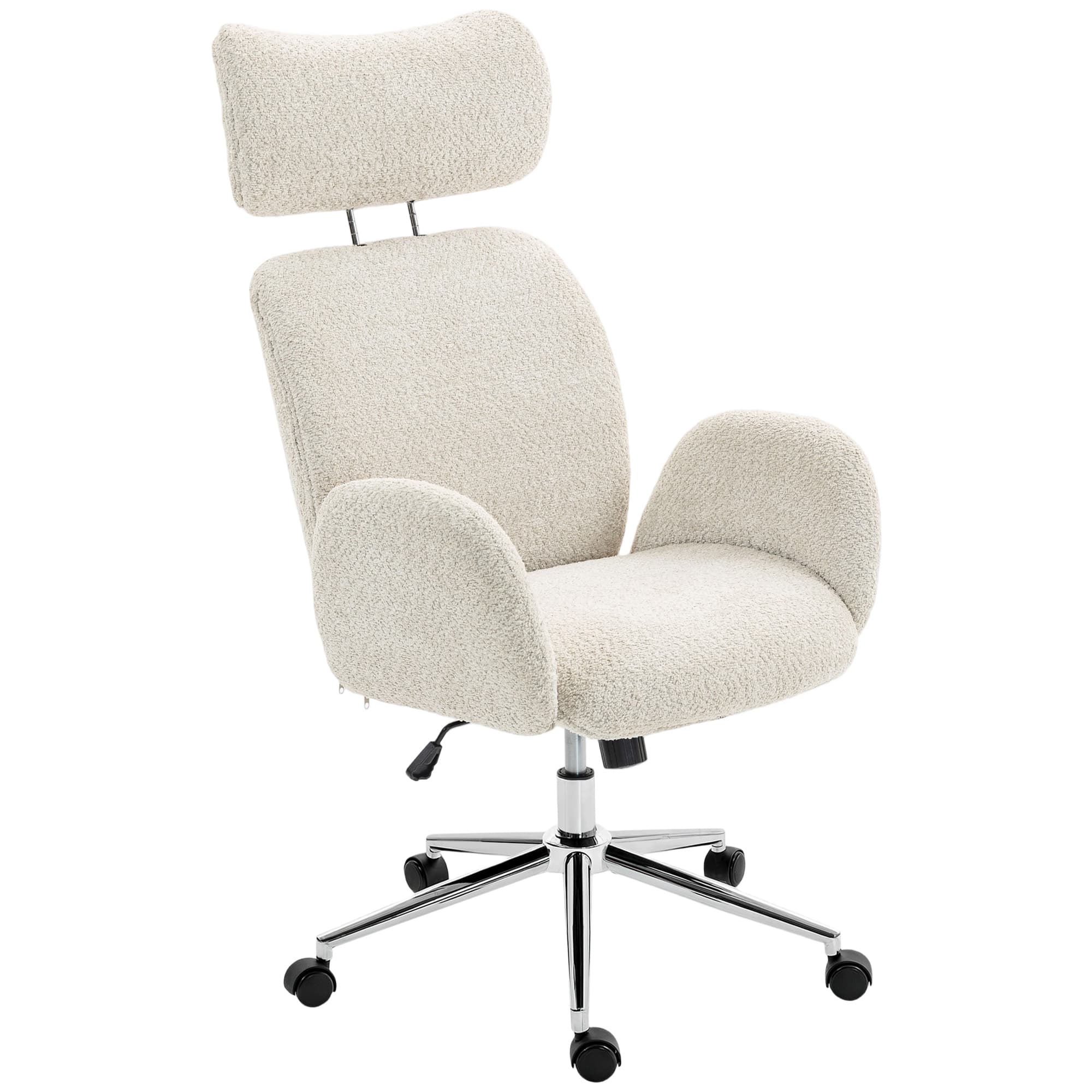 HOMCOM Chaise bureau ergonomique, fauteuil de bureau pivotant, hauteur réglable, appui-tête réglable, fonction bascule, gris