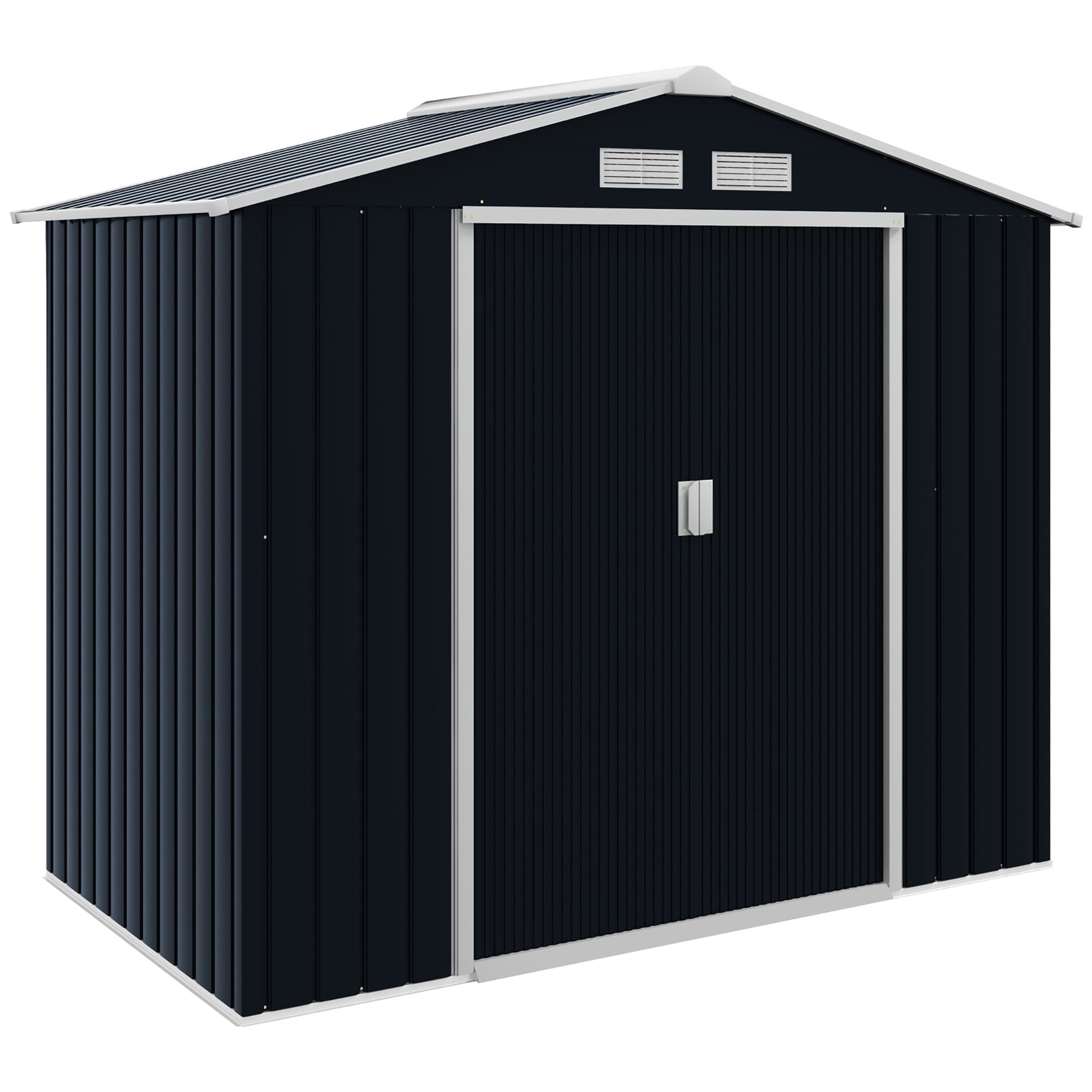 Outsunny Cabane de jardin Métal en Tôle d'Acier avec Porte Verrouillable, Gris, 213x130x185 cm - Idéal pour Outils Aosom France