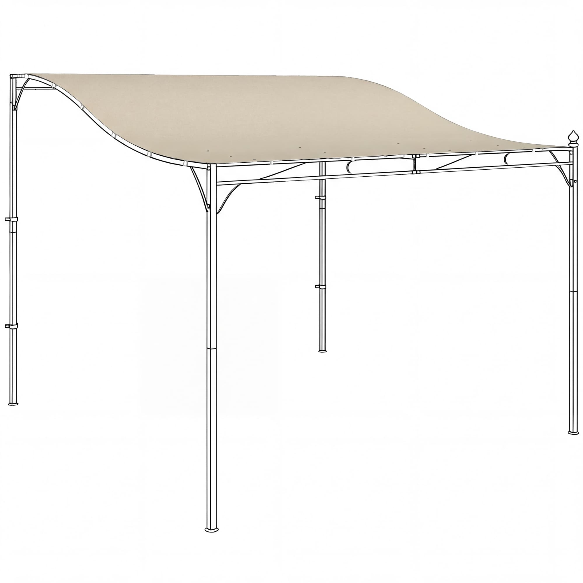 Outsunny Toile de rechange pour pergola, voile d'ombrage pour terrasse, bâche de rechange pour pavillon 3 x 3 m 298 x 293 cm, blanc crème