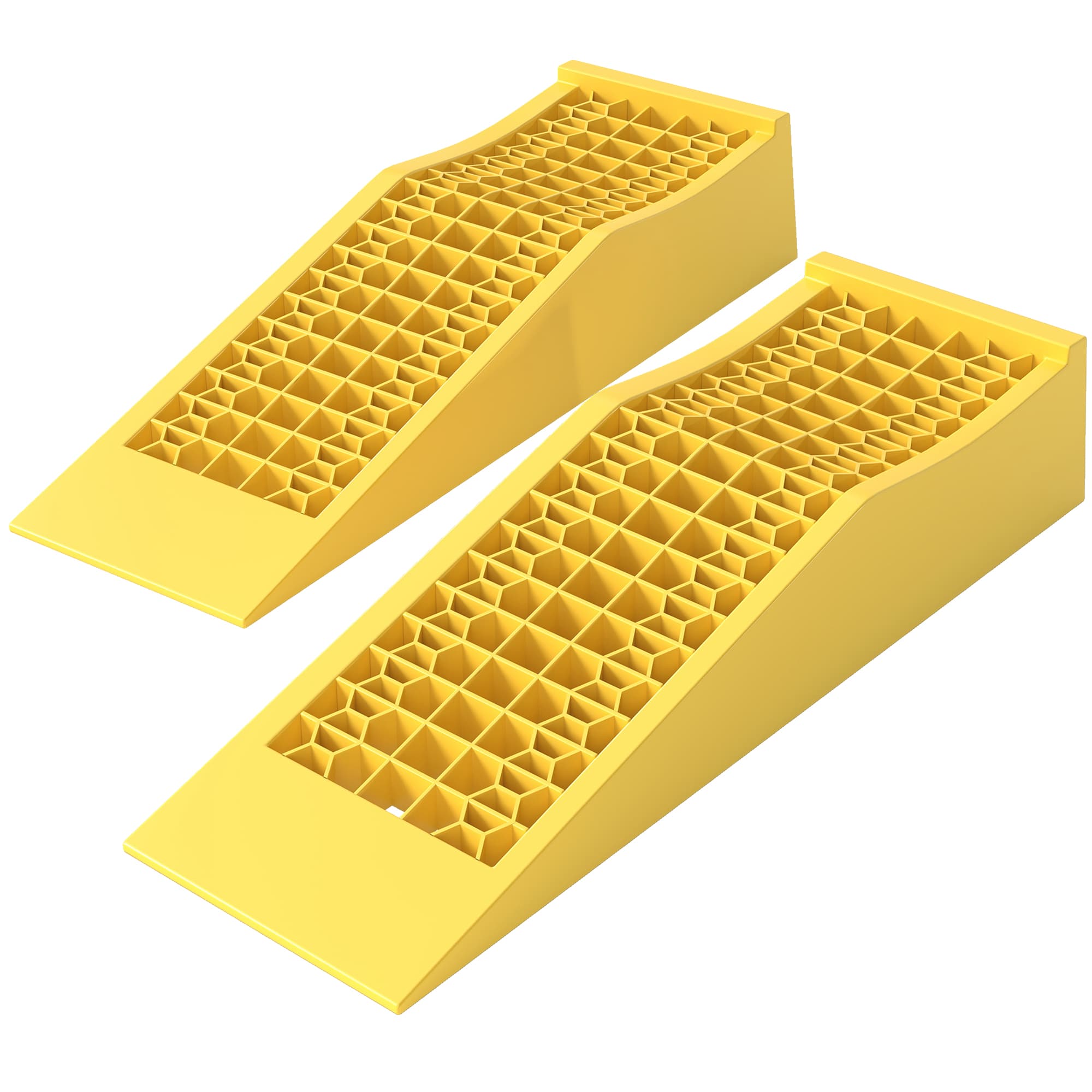 HOMCOM Ensemble de 2 rampes pour voiture véhicule utilitaire rampe de chargement dim. 70L x 19,5l x 7,8H cm PP jaune